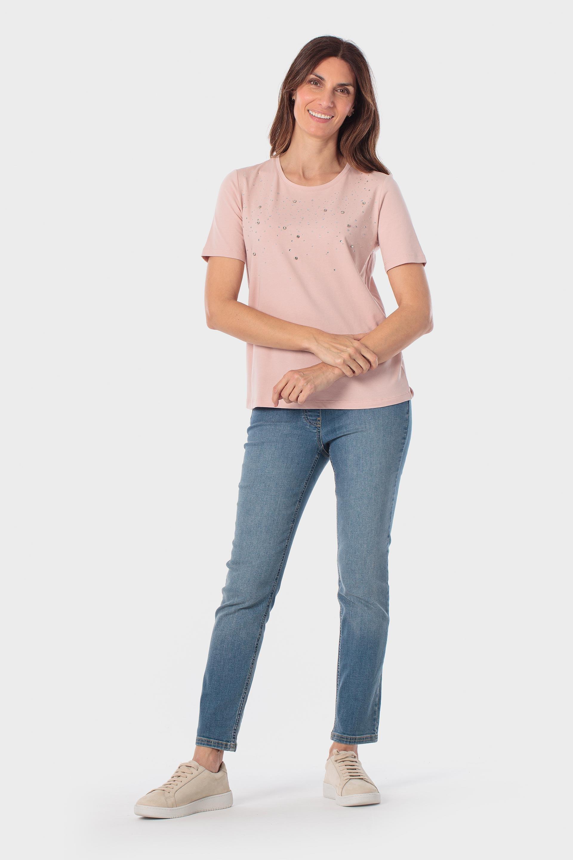 تيشيرت وردي مزين بأحجار, Pink Petal, large image number 1