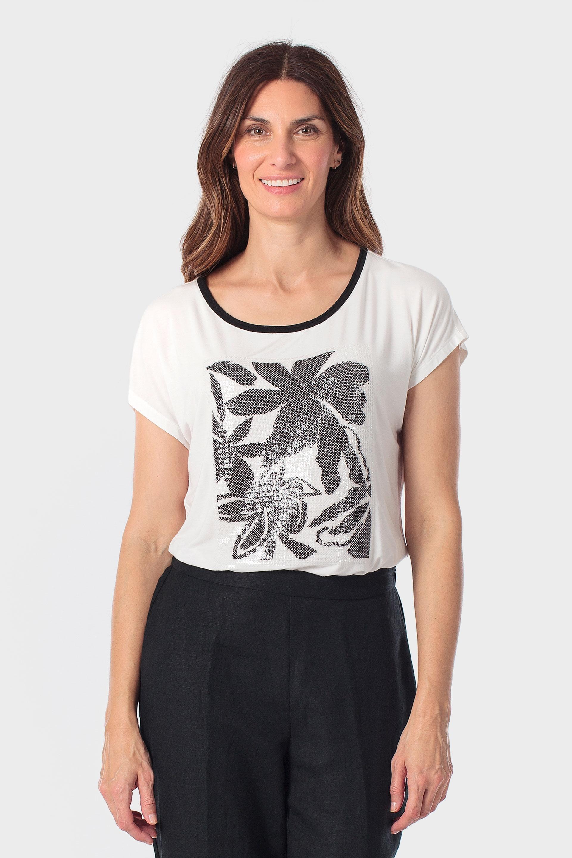 Sequins T-Shirt, Beige Talc, large image number 0