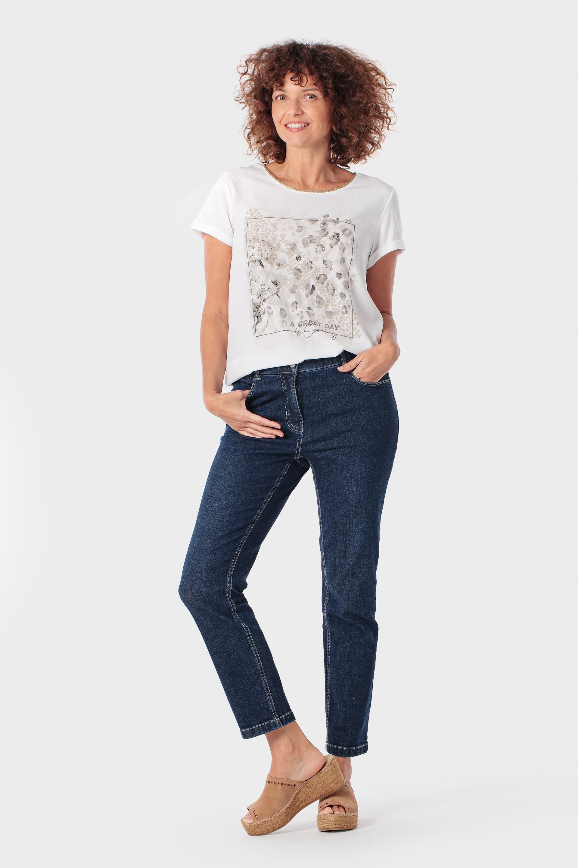 White Animal Print T-Shirt, Beige Talc, large image number 1