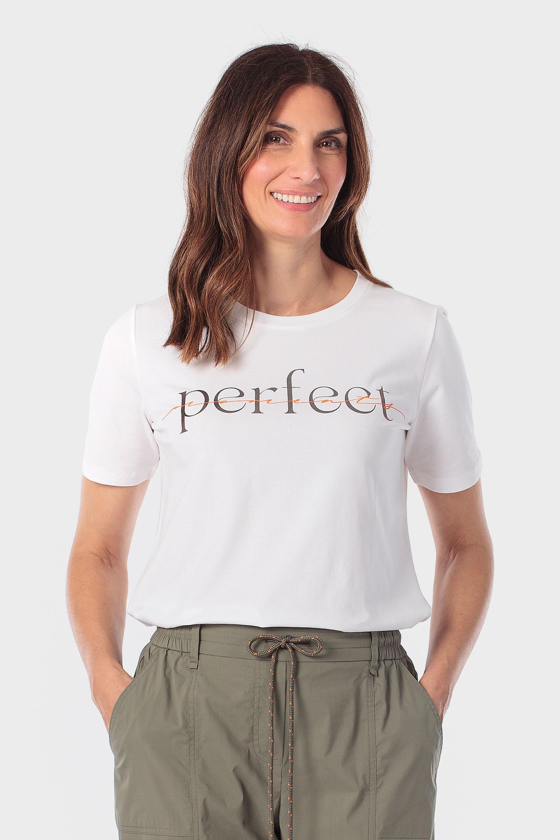 White Printed T-Shirt, White, large