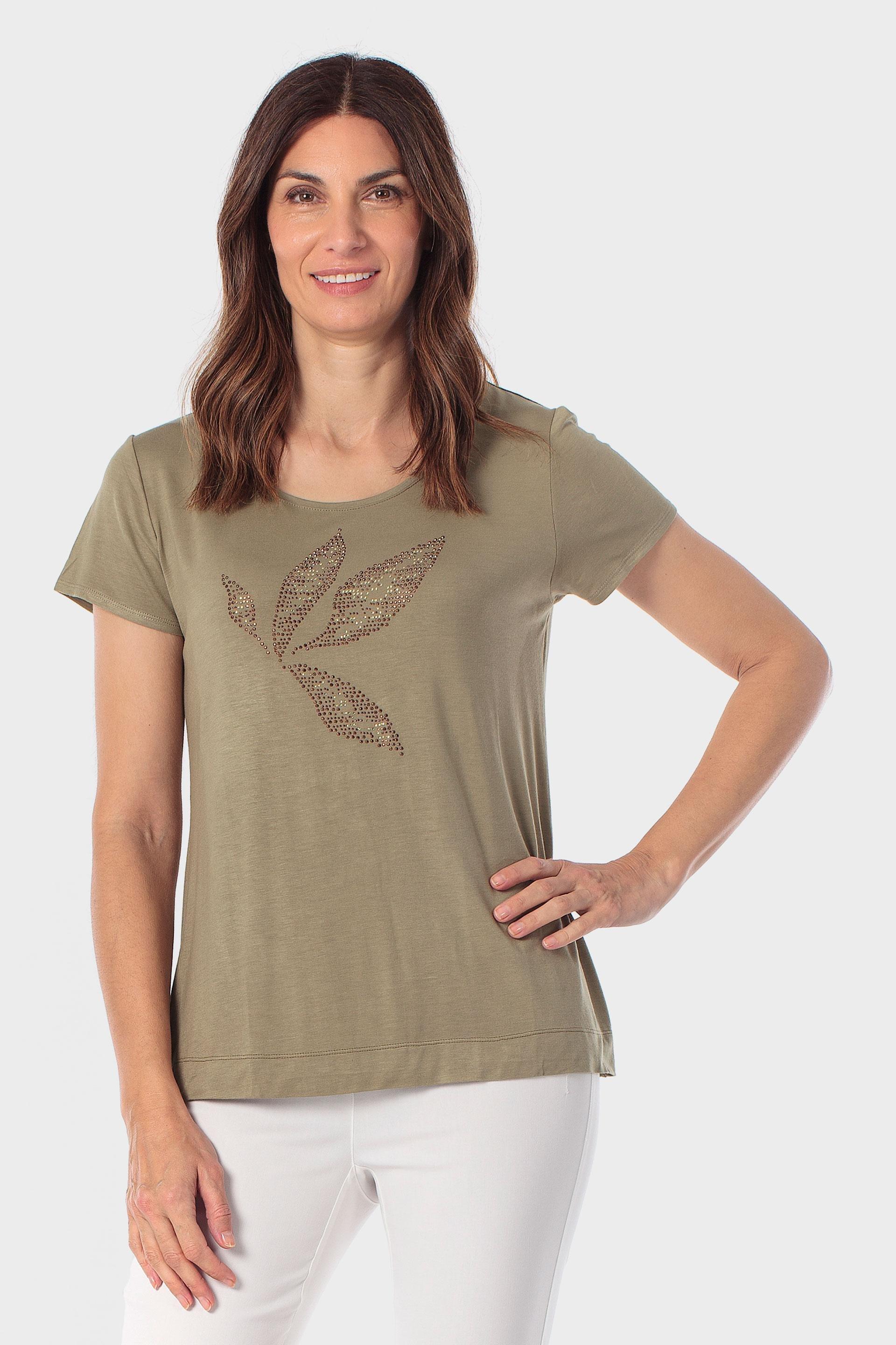 Khaki Rhinestone T-Shirt, 3701_256, medium