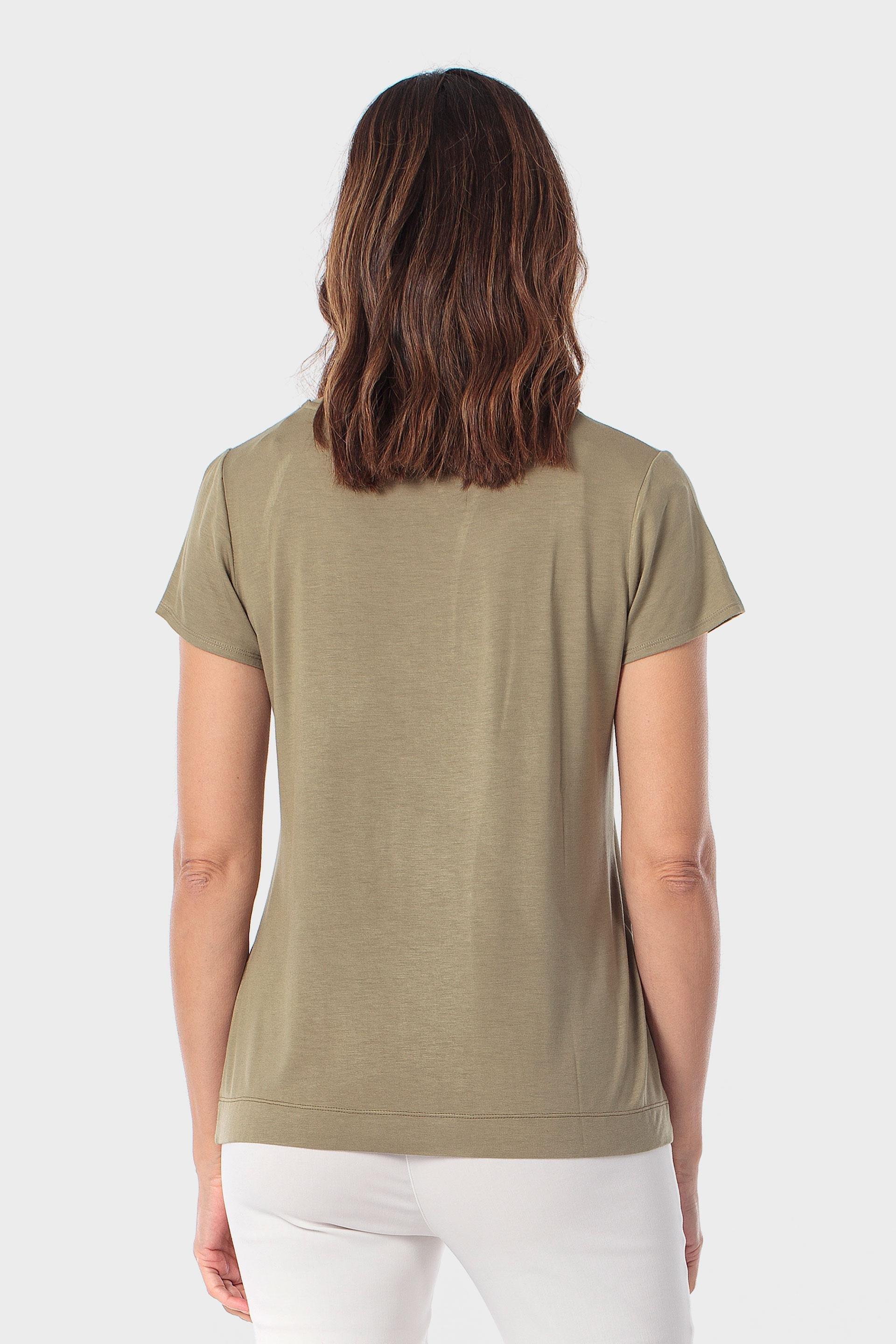 تيشيرت كاكي مزين بأحجار لامعة, Green Safari, large image number 2