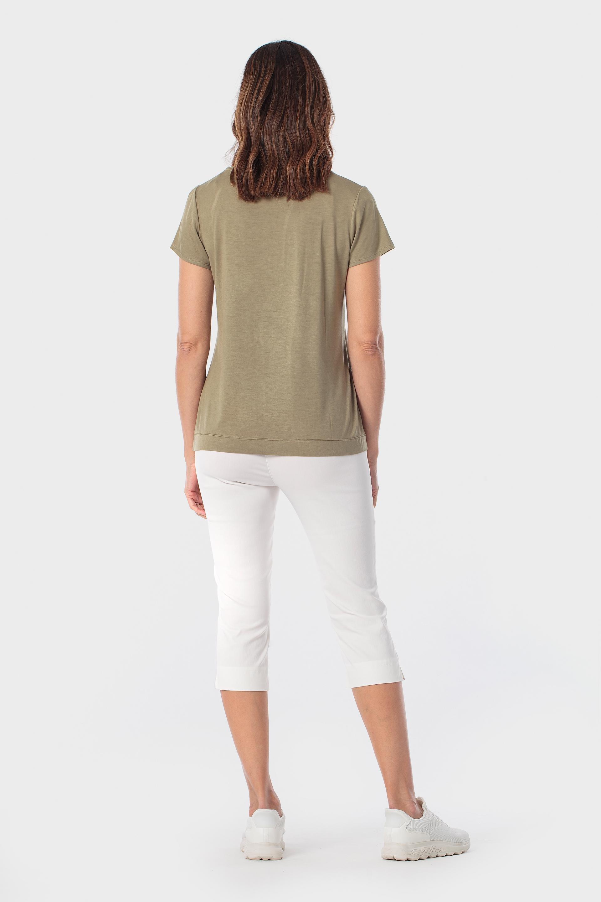 تيشيرت كاكي مزين بأحجار لامعة, Green Safari, large image number 3