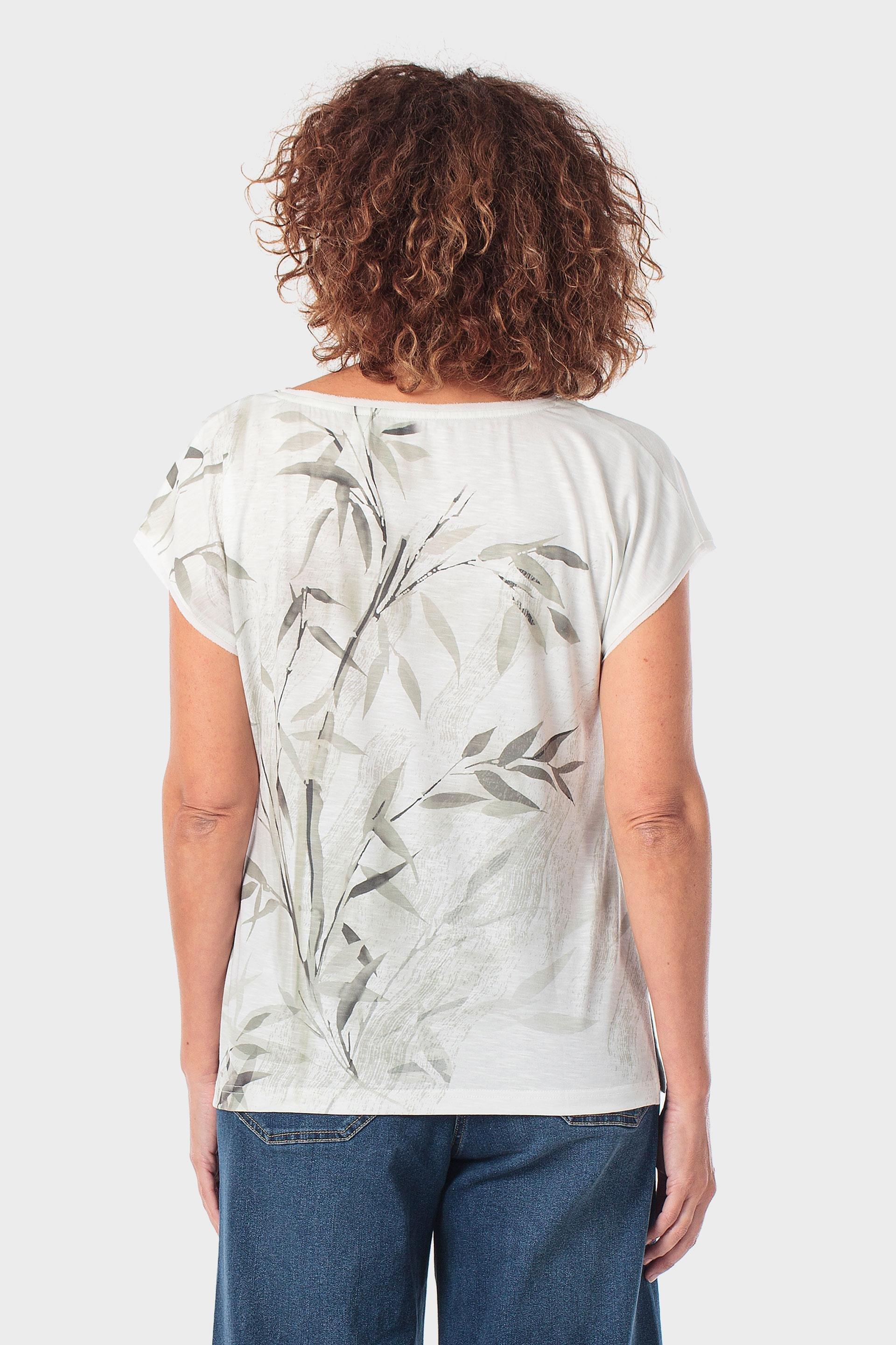 White Leaf Printed T-Shirt, Green Safari, large image number 2