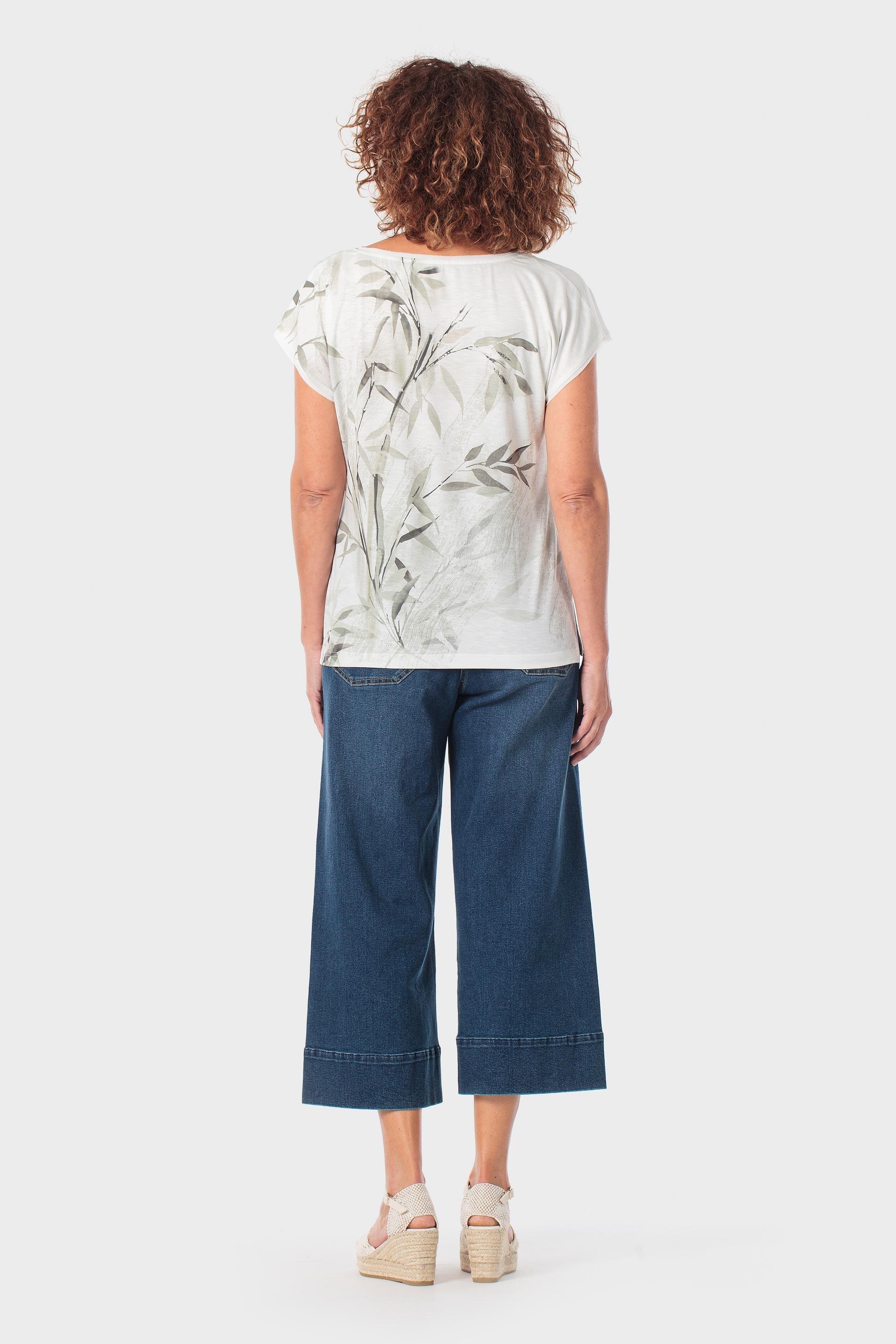 White Leaf Printed T-Shirt, 3701_256, large image number 3