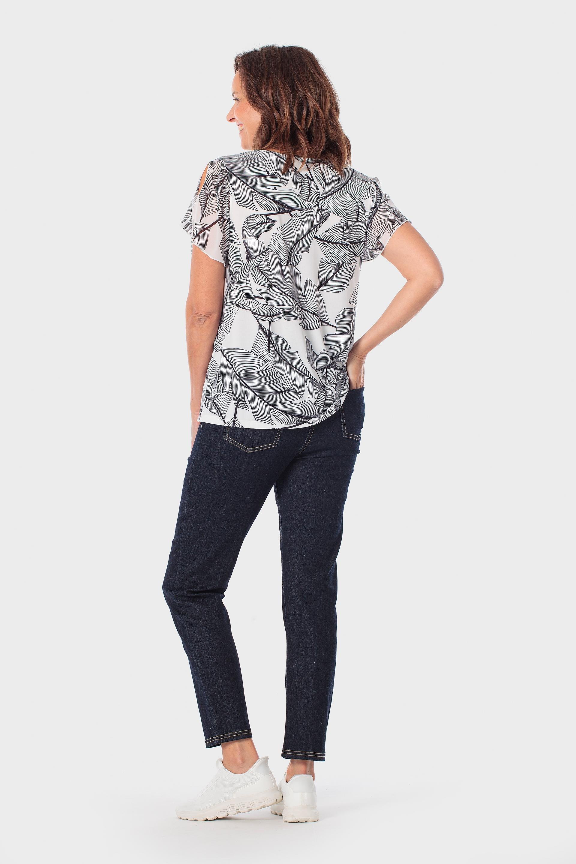 Black Leaf Printed T-Shirt, Black, large image number 3