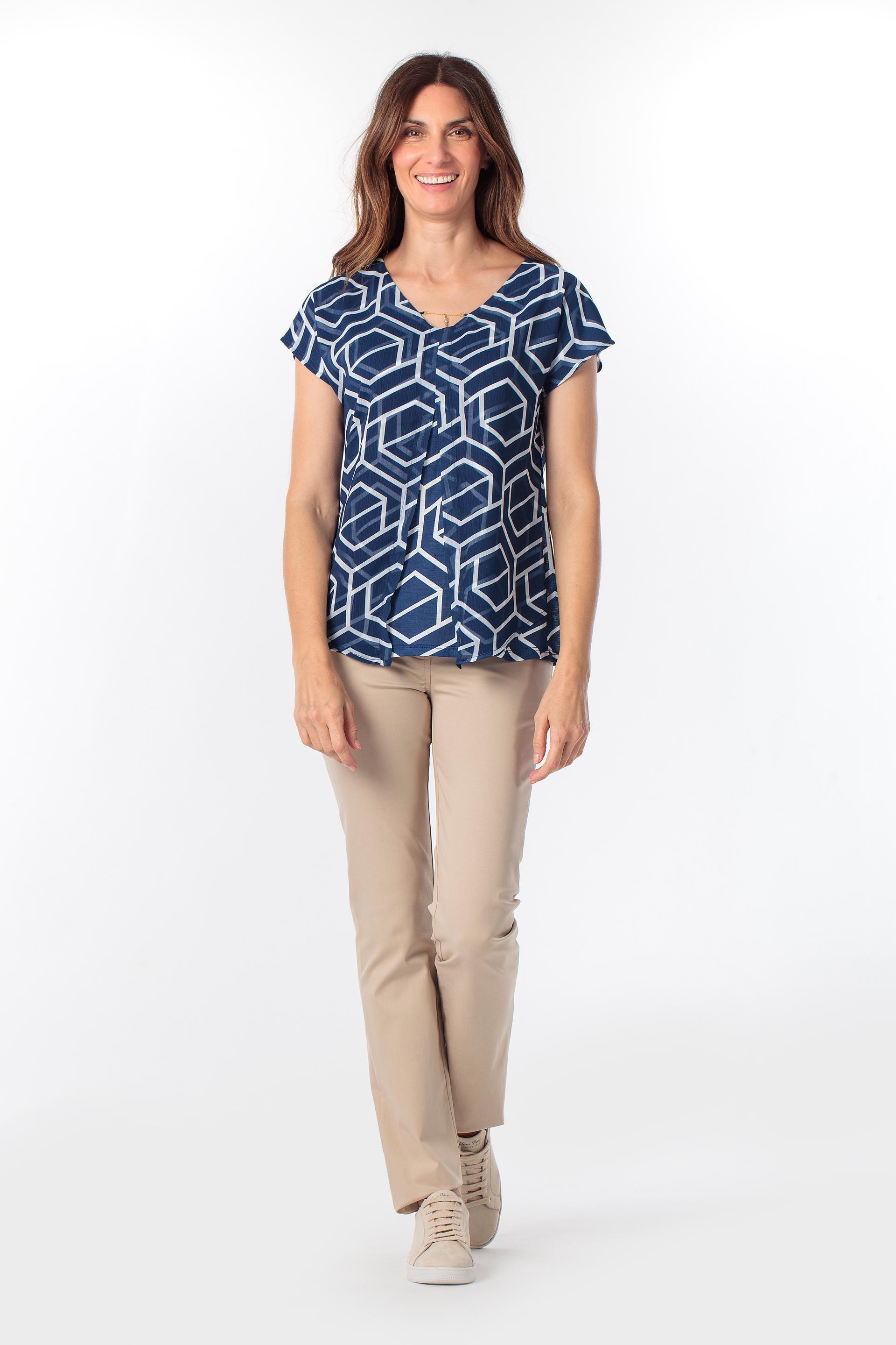Blue Printed Blouse, Blue Navy, large image number 1