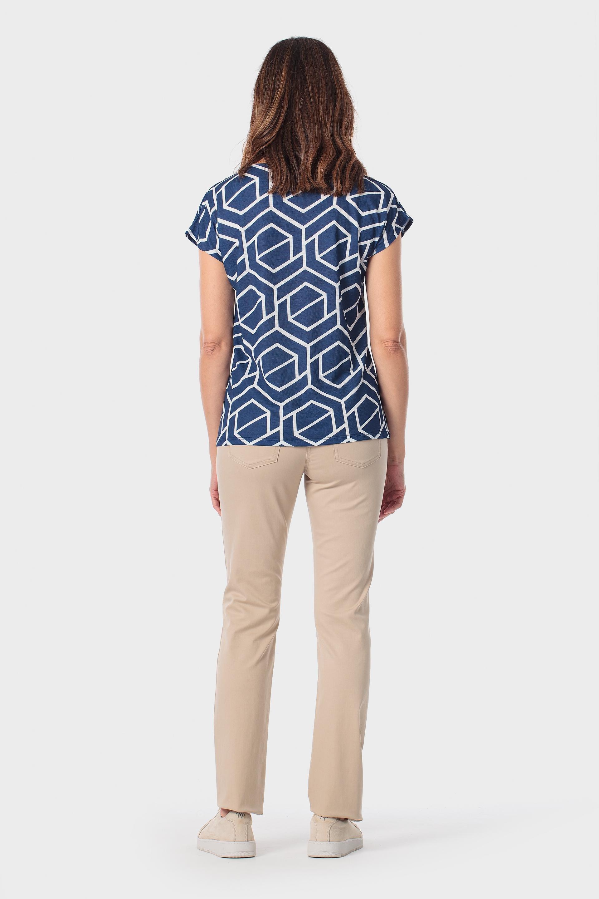 Blue Printed Blouse, 3701_104, large image number 3