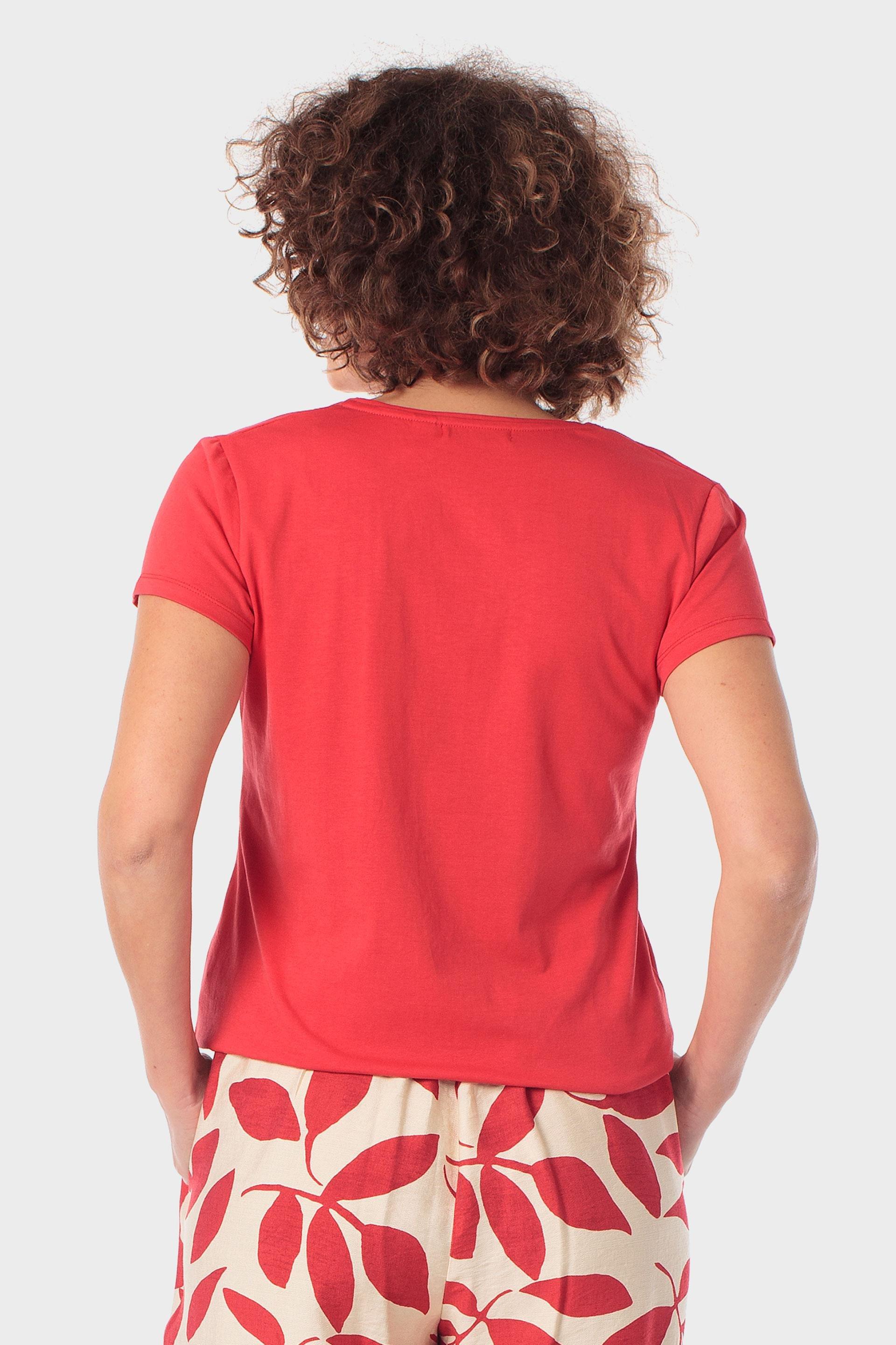 بلوزة حمراء مزيّنة بتفاصيل معدنية, Red, medium