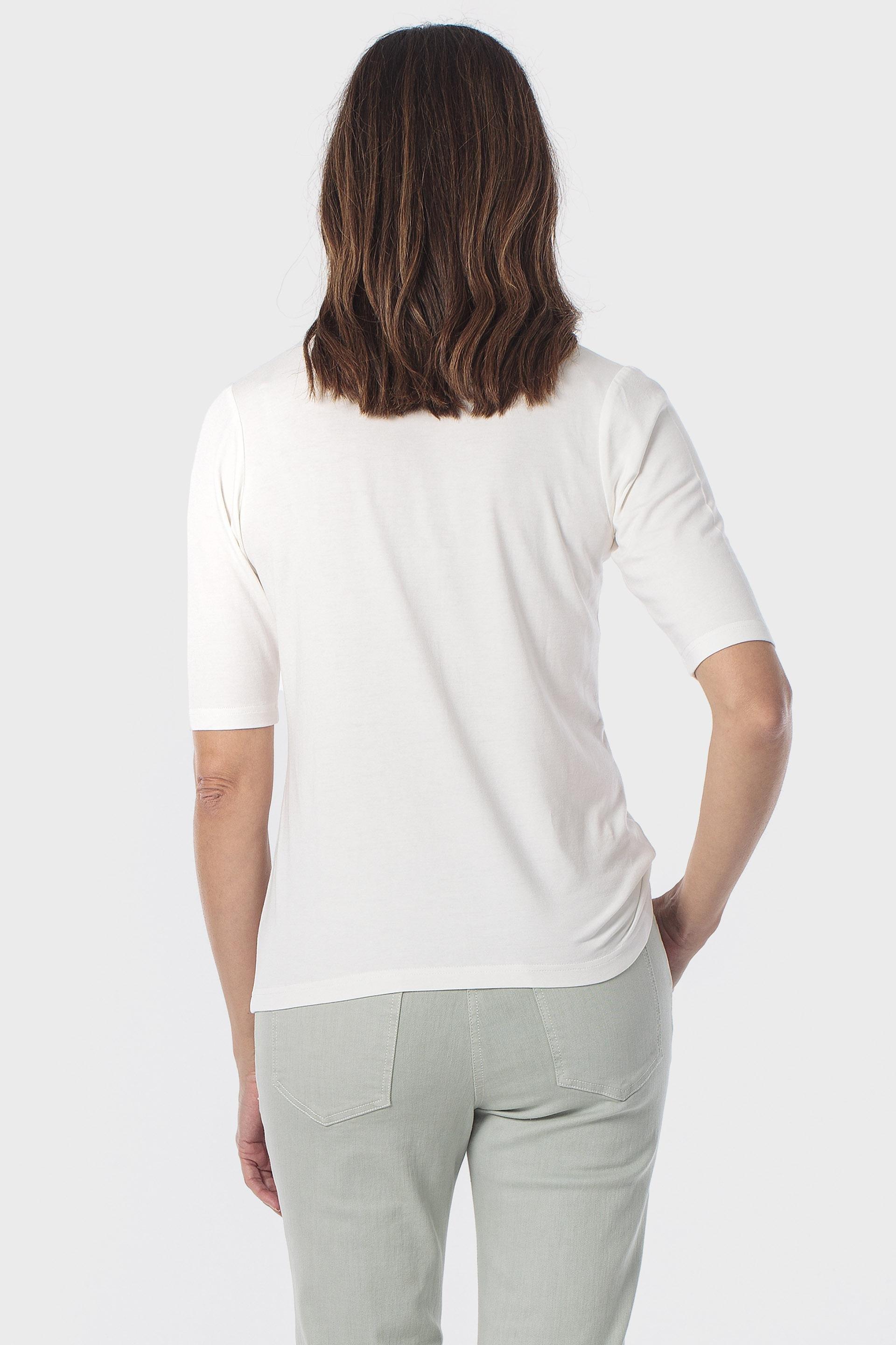 V-Neck Viscose T-Shirt Beige, Beige Talc, large image number 2
