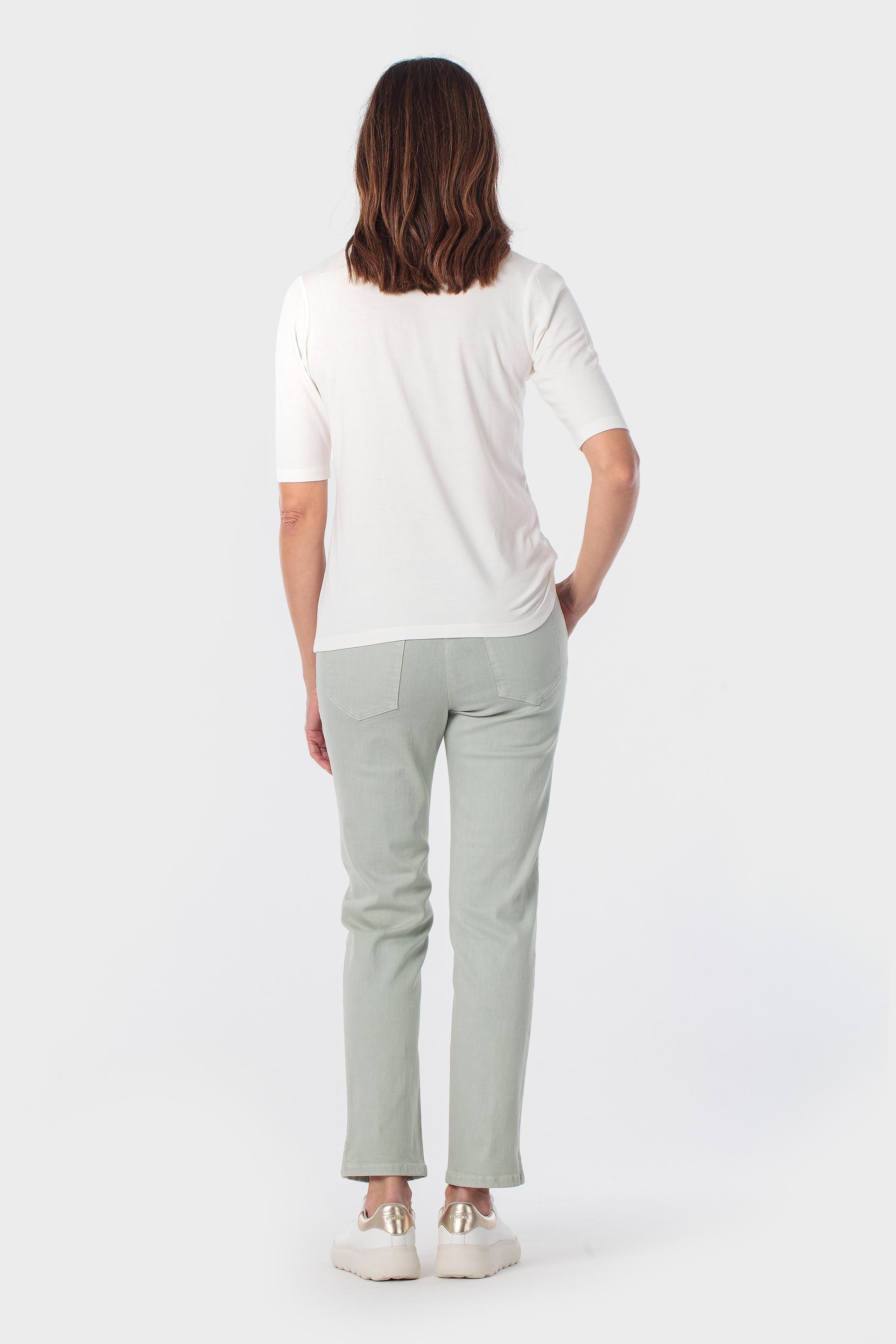 V-Neck Viscose T-Shirt Beige, Beige Talc, large image number 3