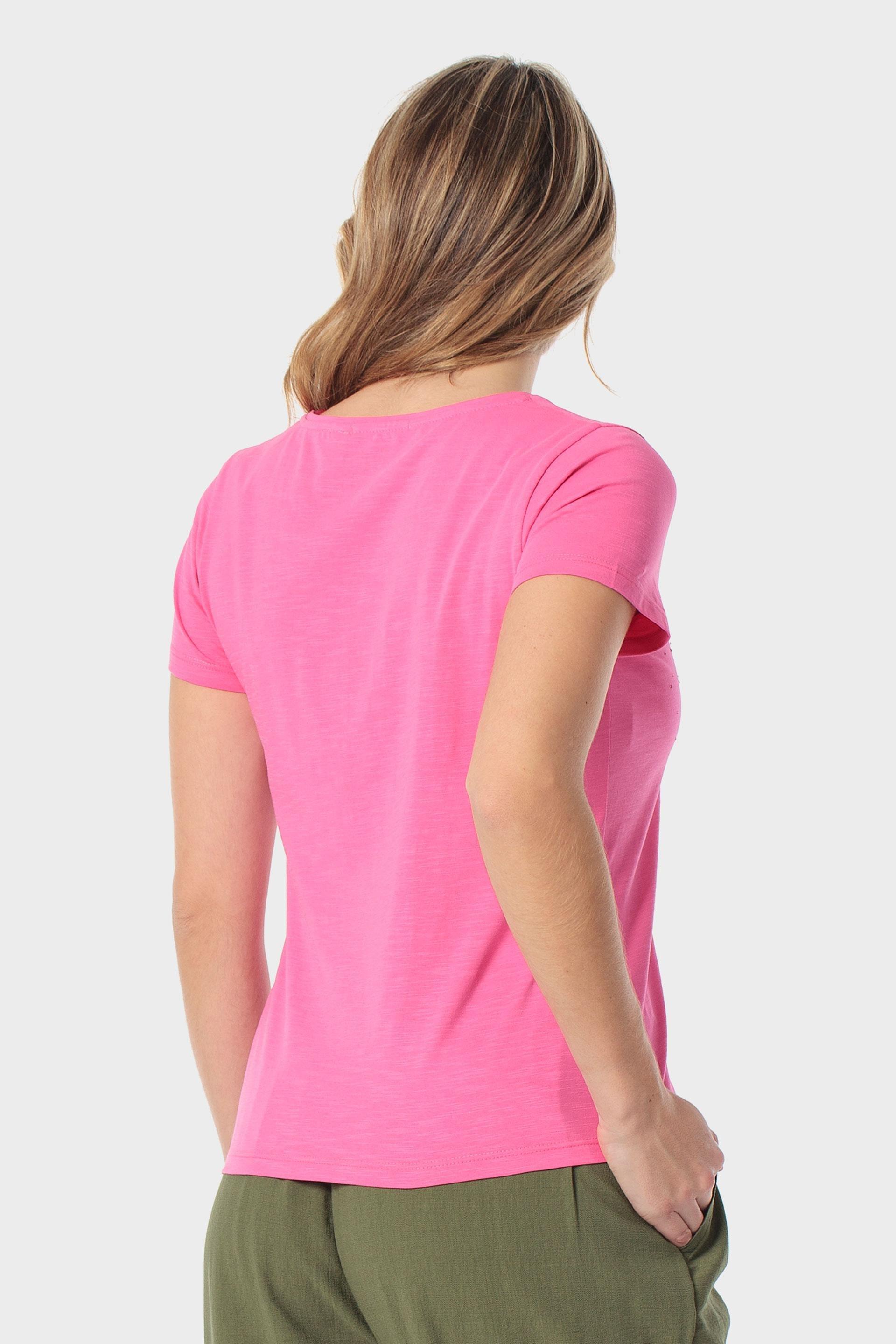 تيشيرت وردي مزين بأحجار الراين, Fuchsia, large image number 2
