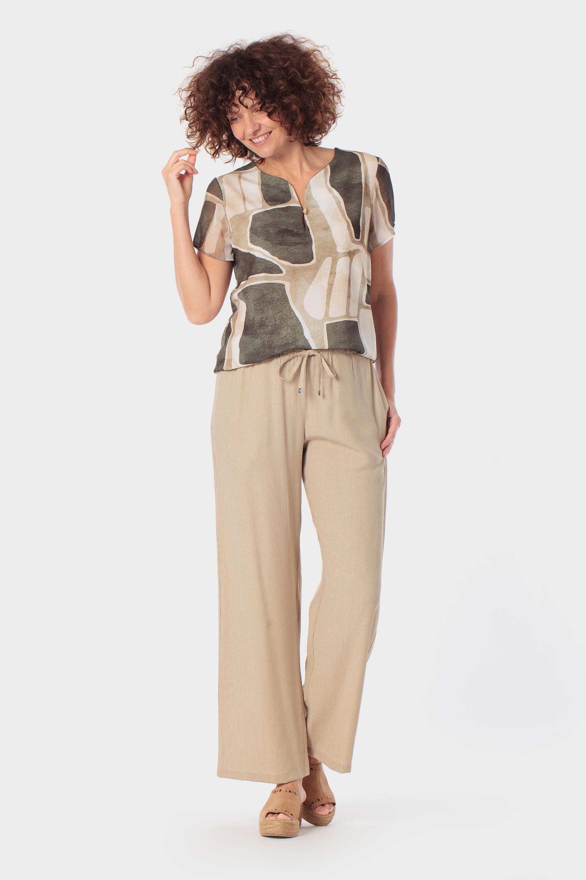 تيشيرت أخضر بطباعة هندسية, Beige, large image number 1
