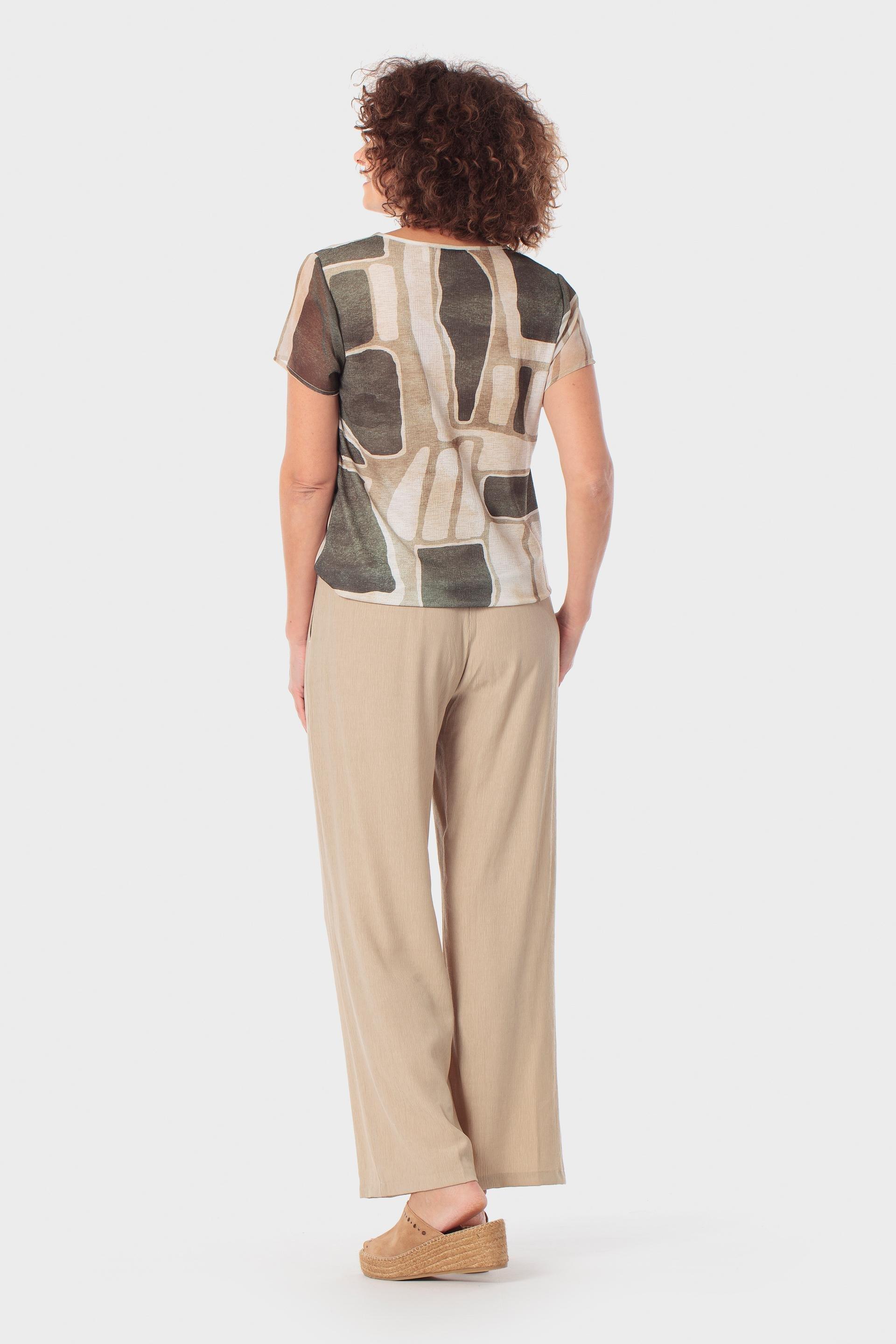 تيشيرت أخضر بطباعة هندسية, Beige, large image number 3