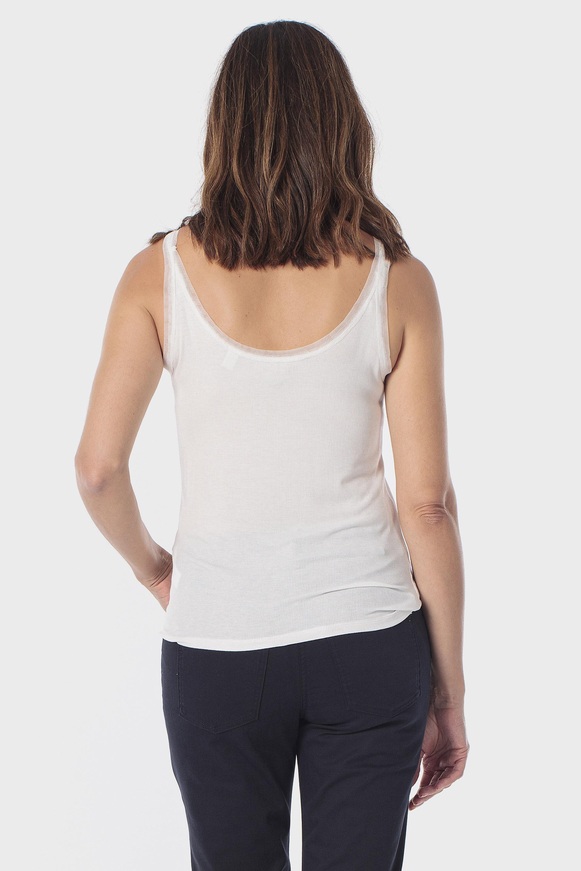 White Sleeveless T-Shirt, Beige Talc, large image number 2