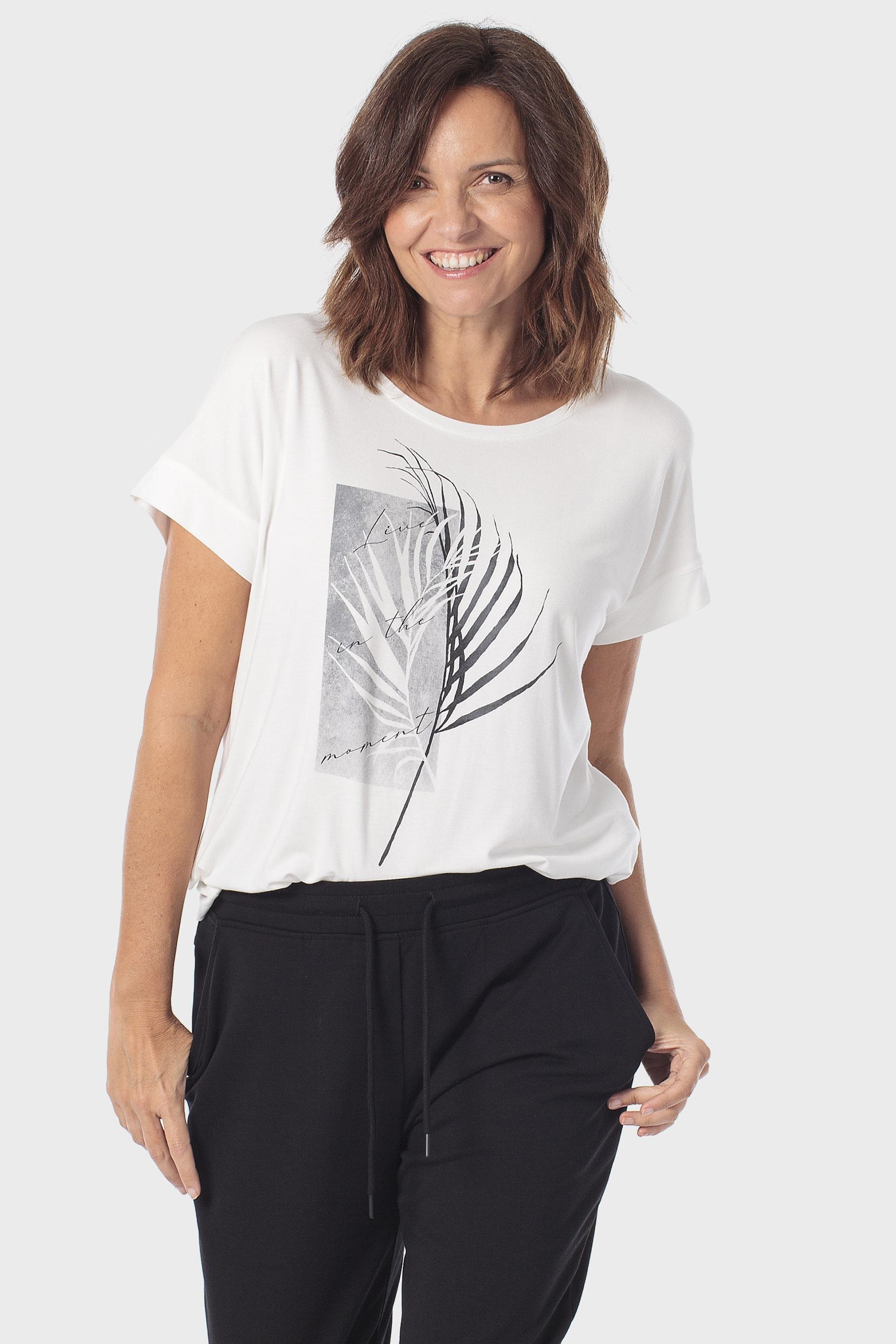 White Printed T-Shirt, Beige Talc, medium