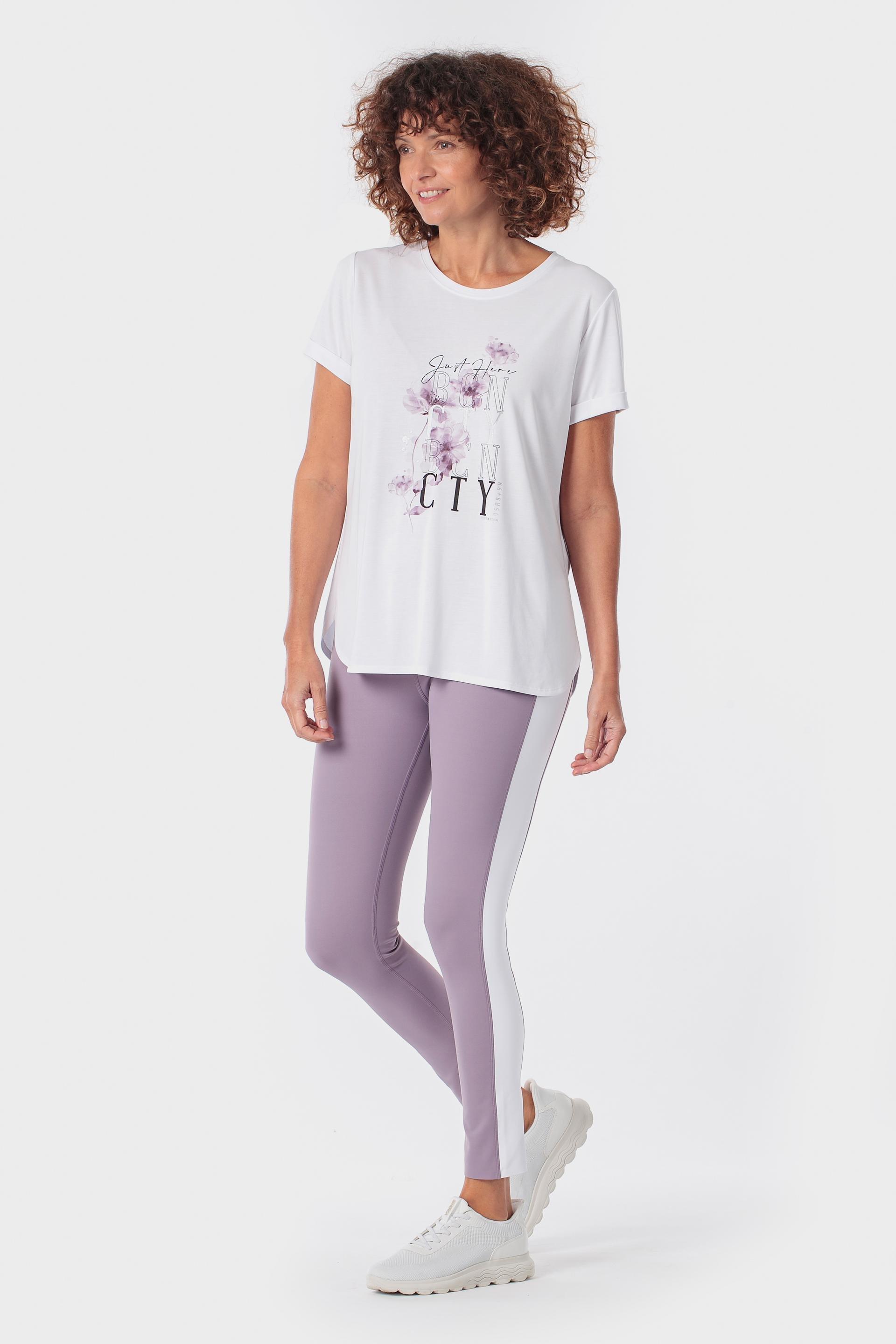 White Floral Print T-Shirt, White, medium