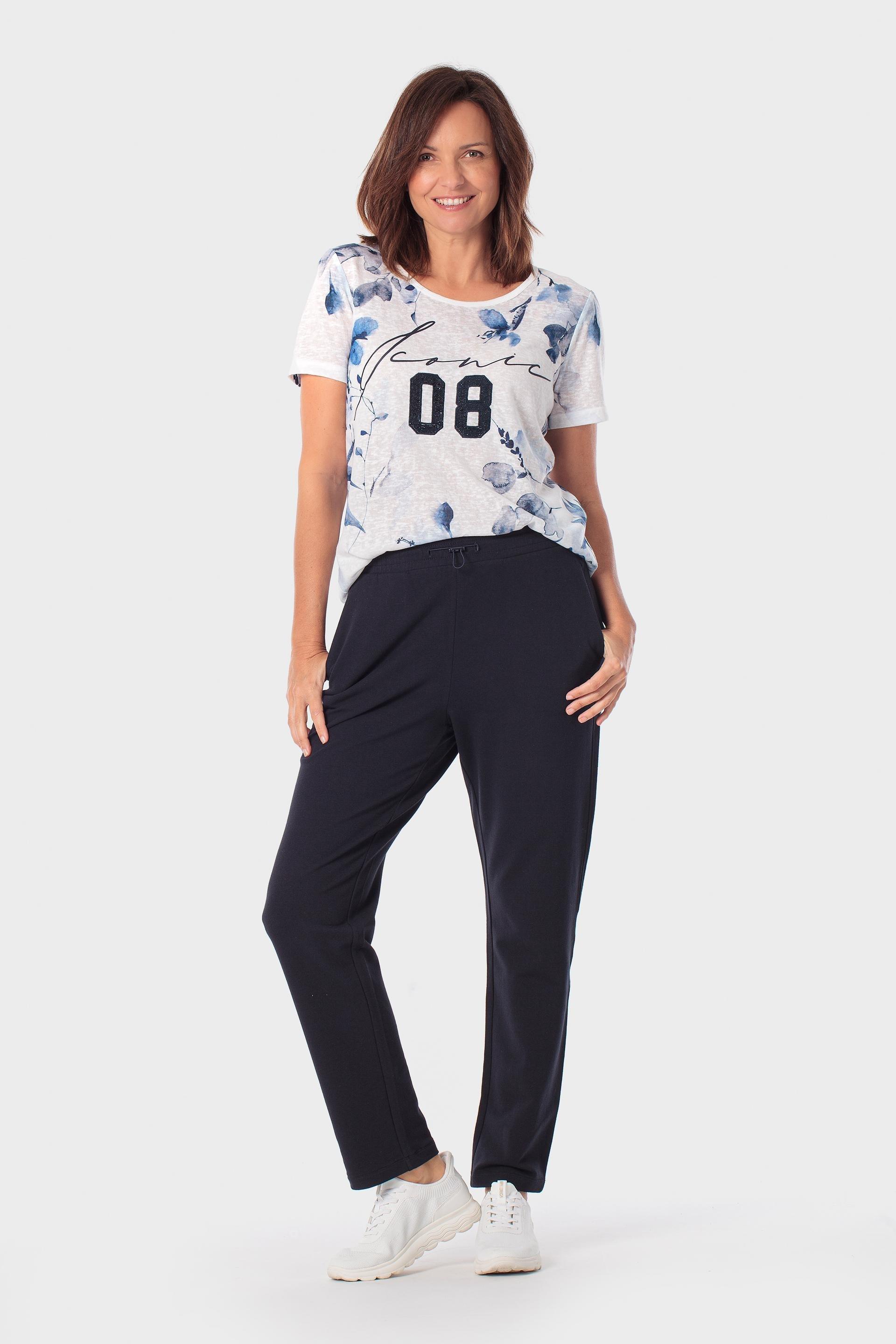 White Sports Printed T-Shirt, Blue Indigo, large image number 1
