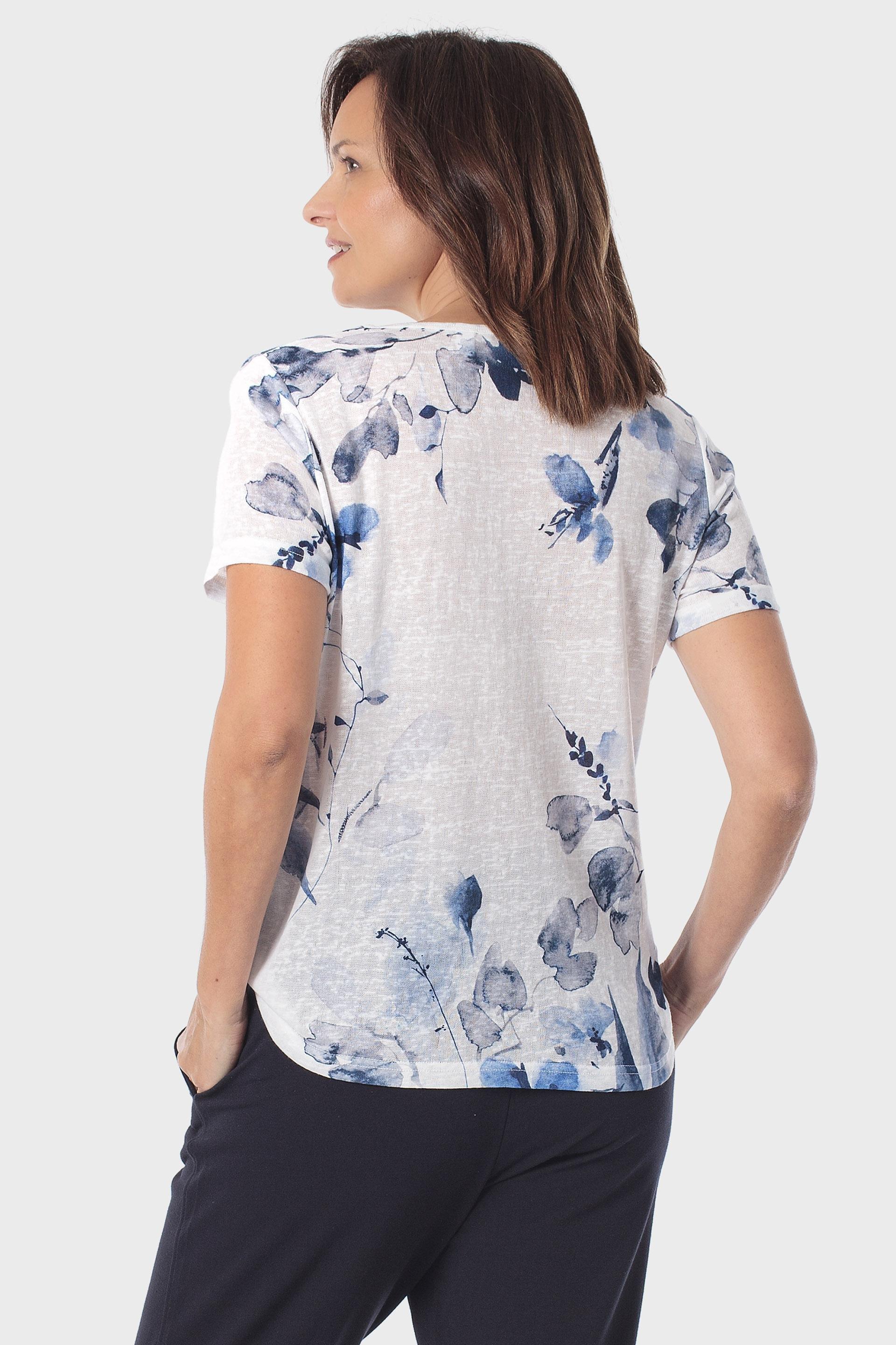 White Sports Printed T-Shirt, Blue Indigo, large image number 2
