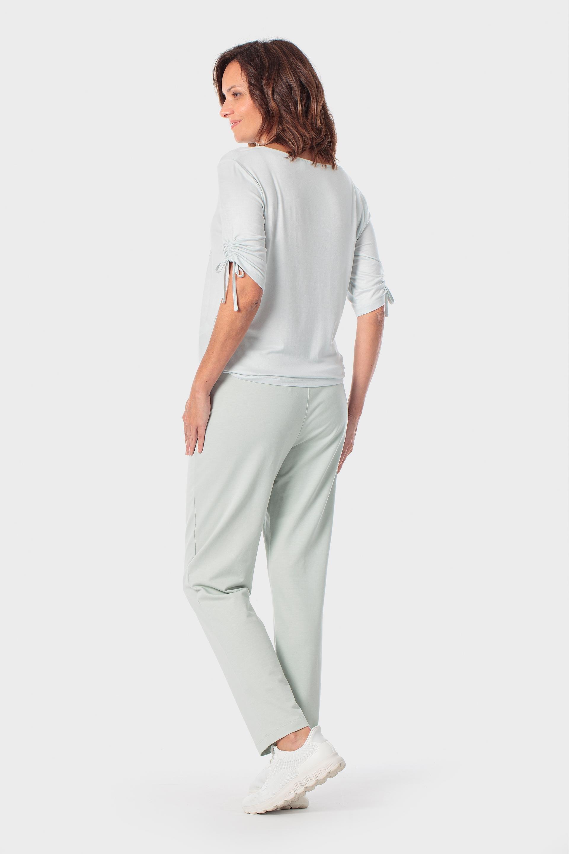 Boat Neck T-Shirt with Gathered Sleeves, 3701_318, large image number 3