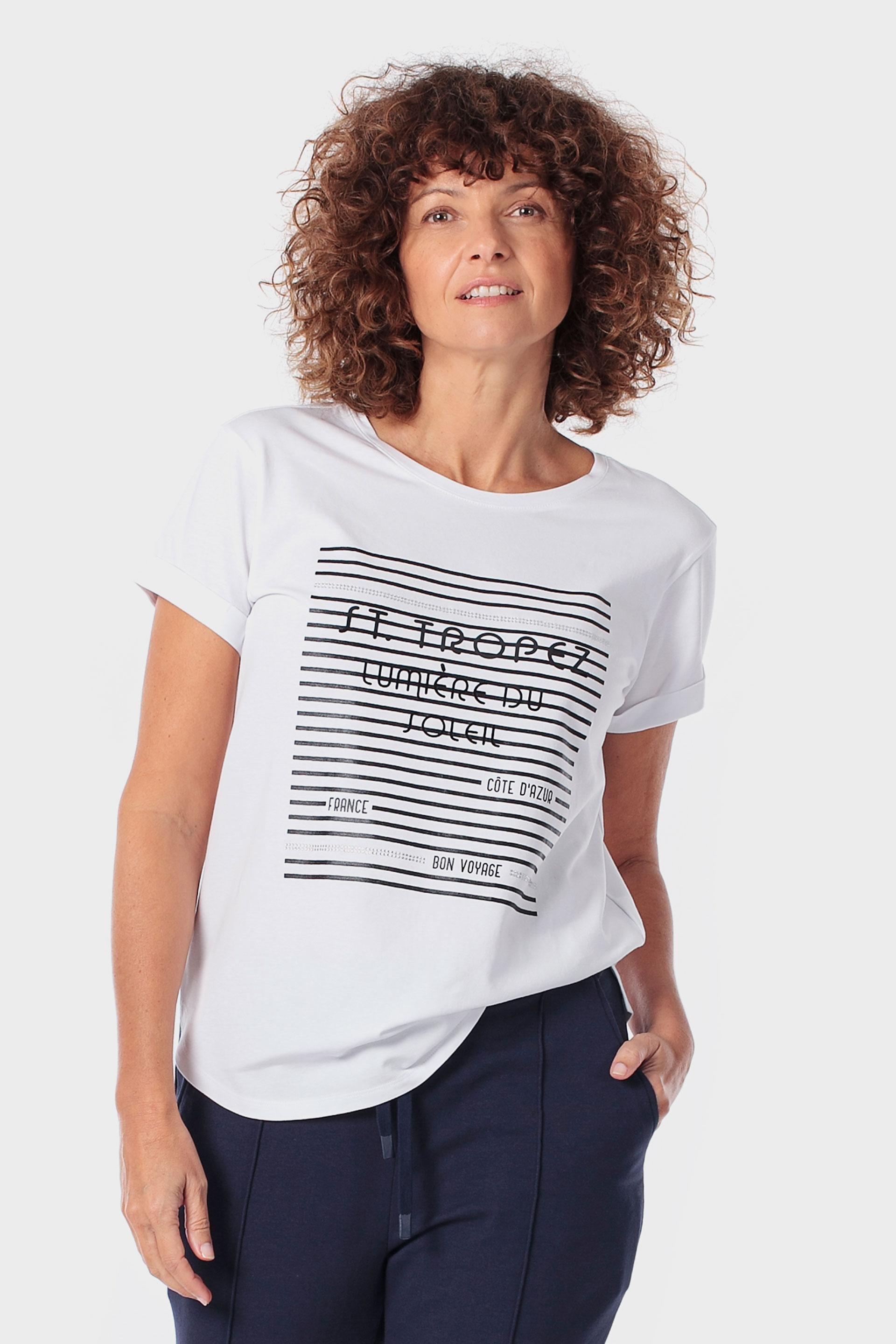 White Sports Printed T-Shirt, White, large