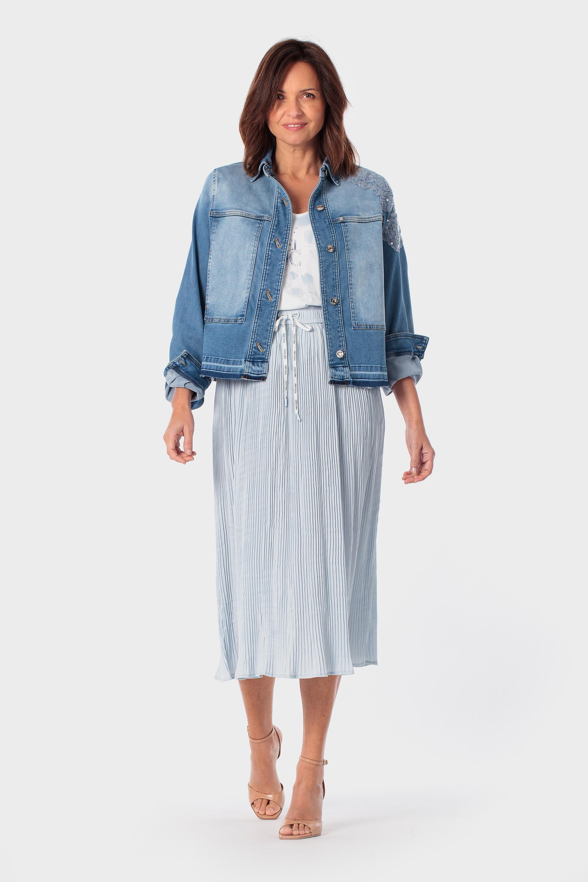 Blue Sequin Denim Jacket, 3701_106, medium