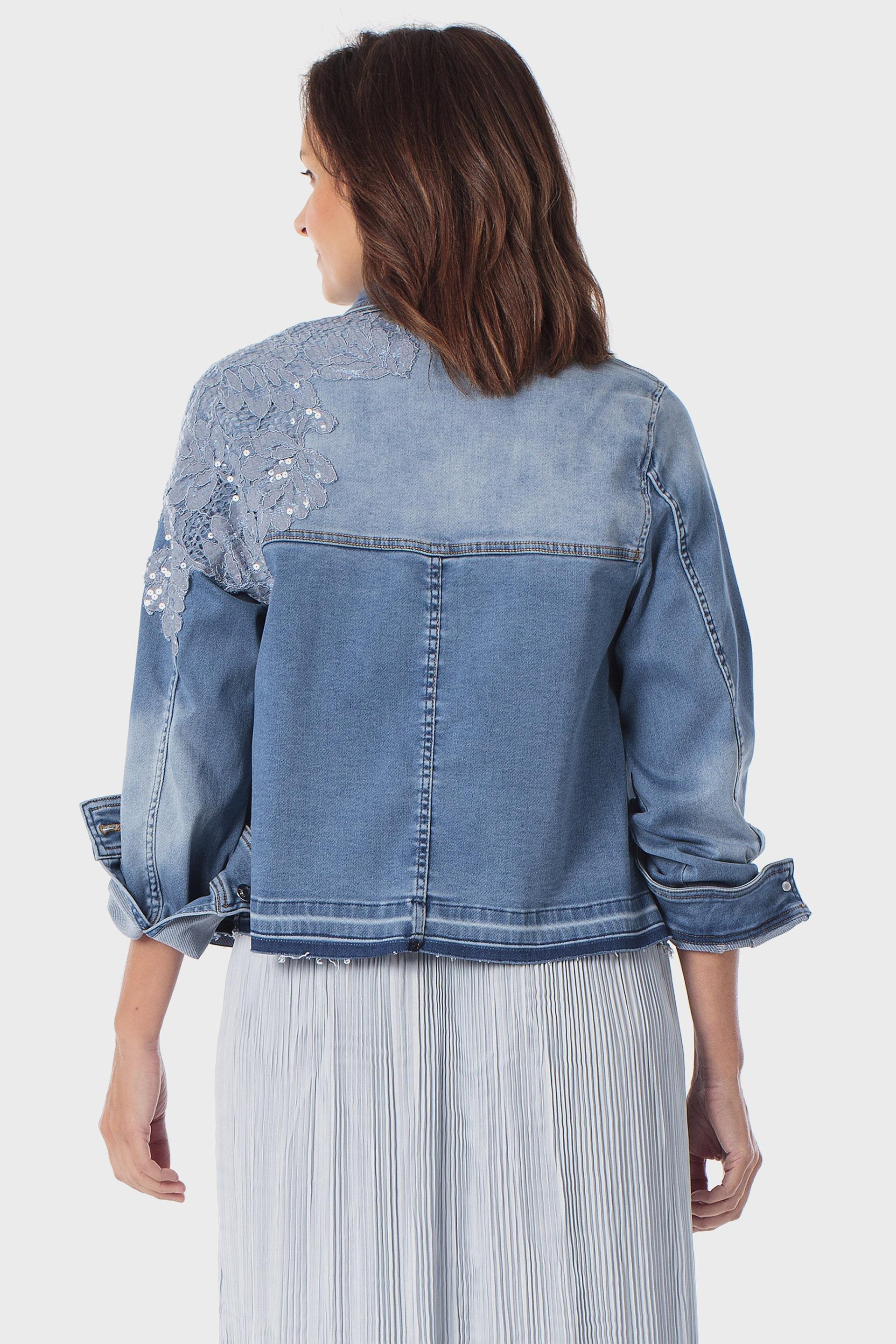 جاكيت دنيم مزين بالترتر أزرق, Blue Denim, large image number 3