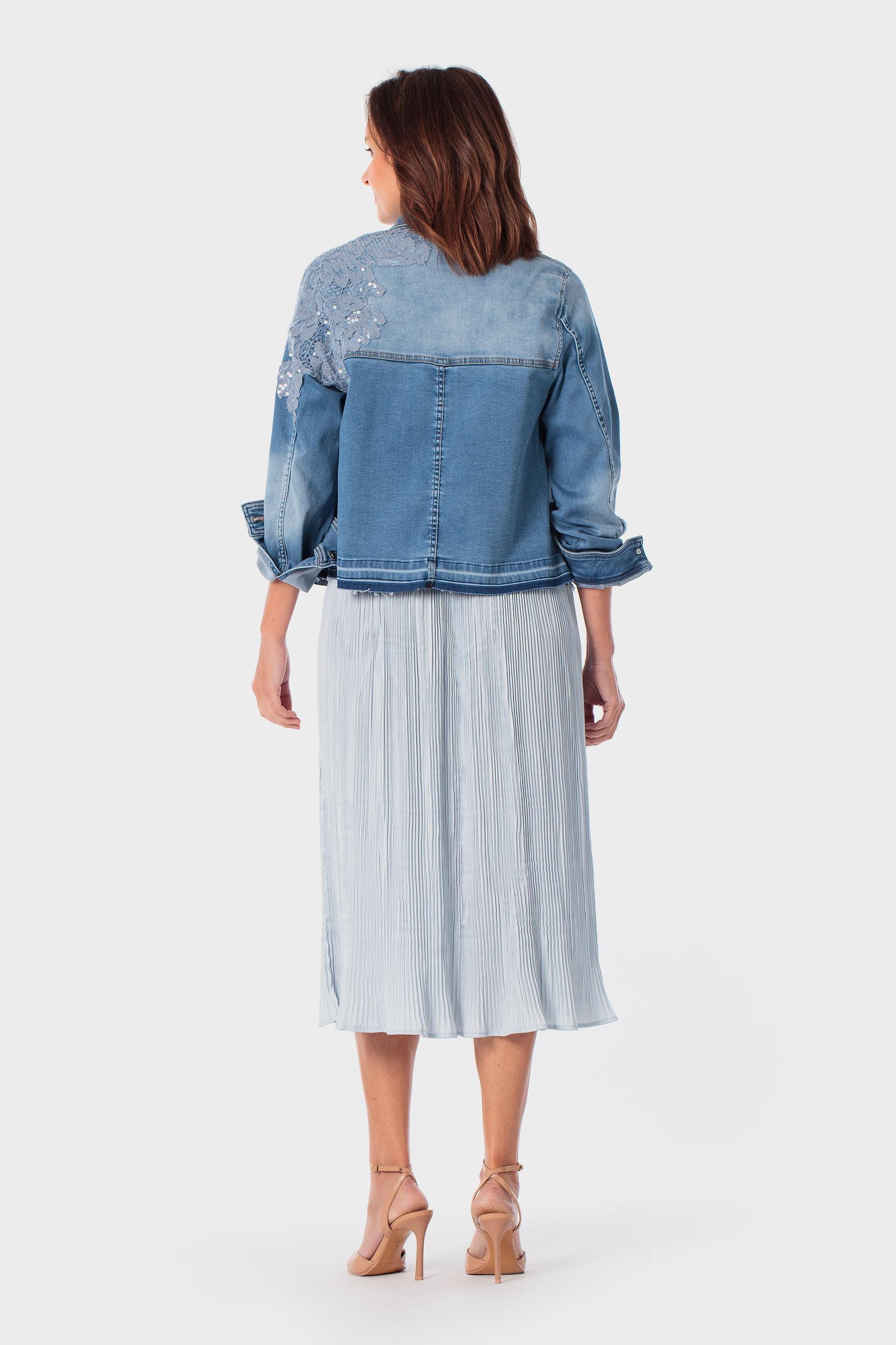 Blue Sequin Denim Jacket, 3701_106, large image number 4