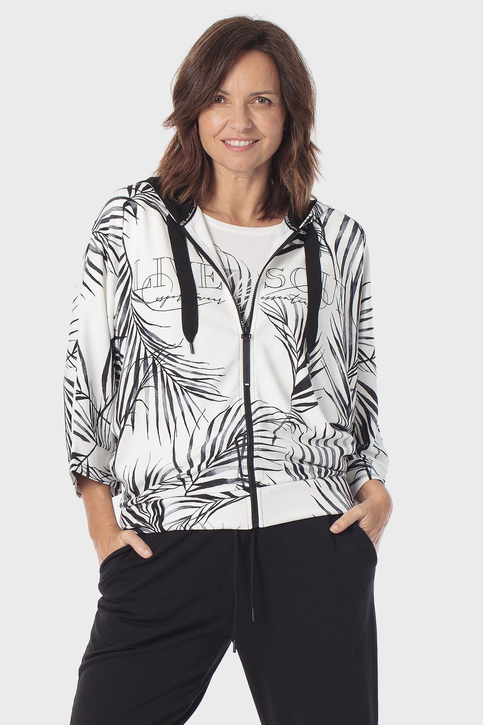 White Printed Sports Jacket, Black, large image number 0