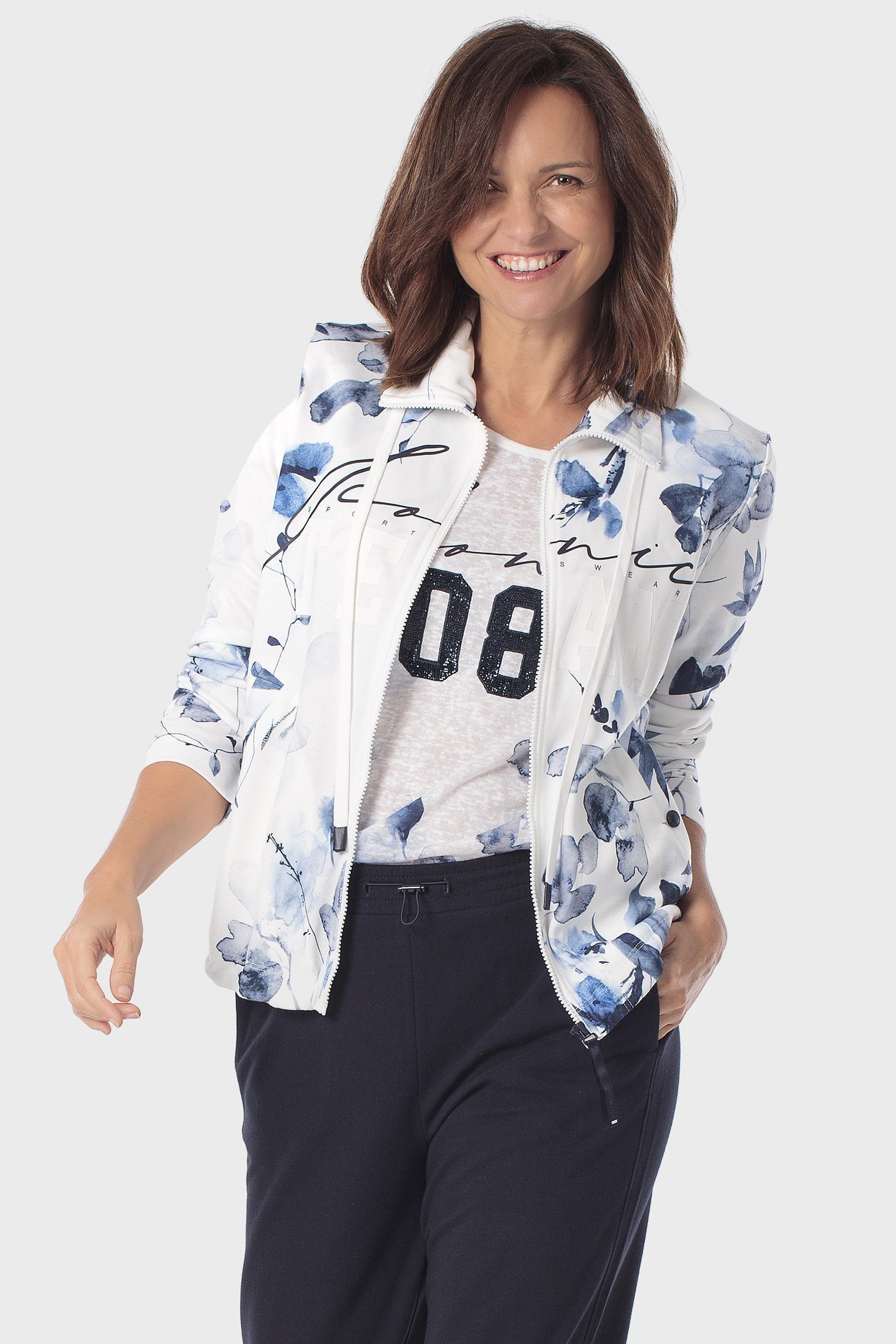 White Printed Sports Jacket, Blue Indigo, large image number 0