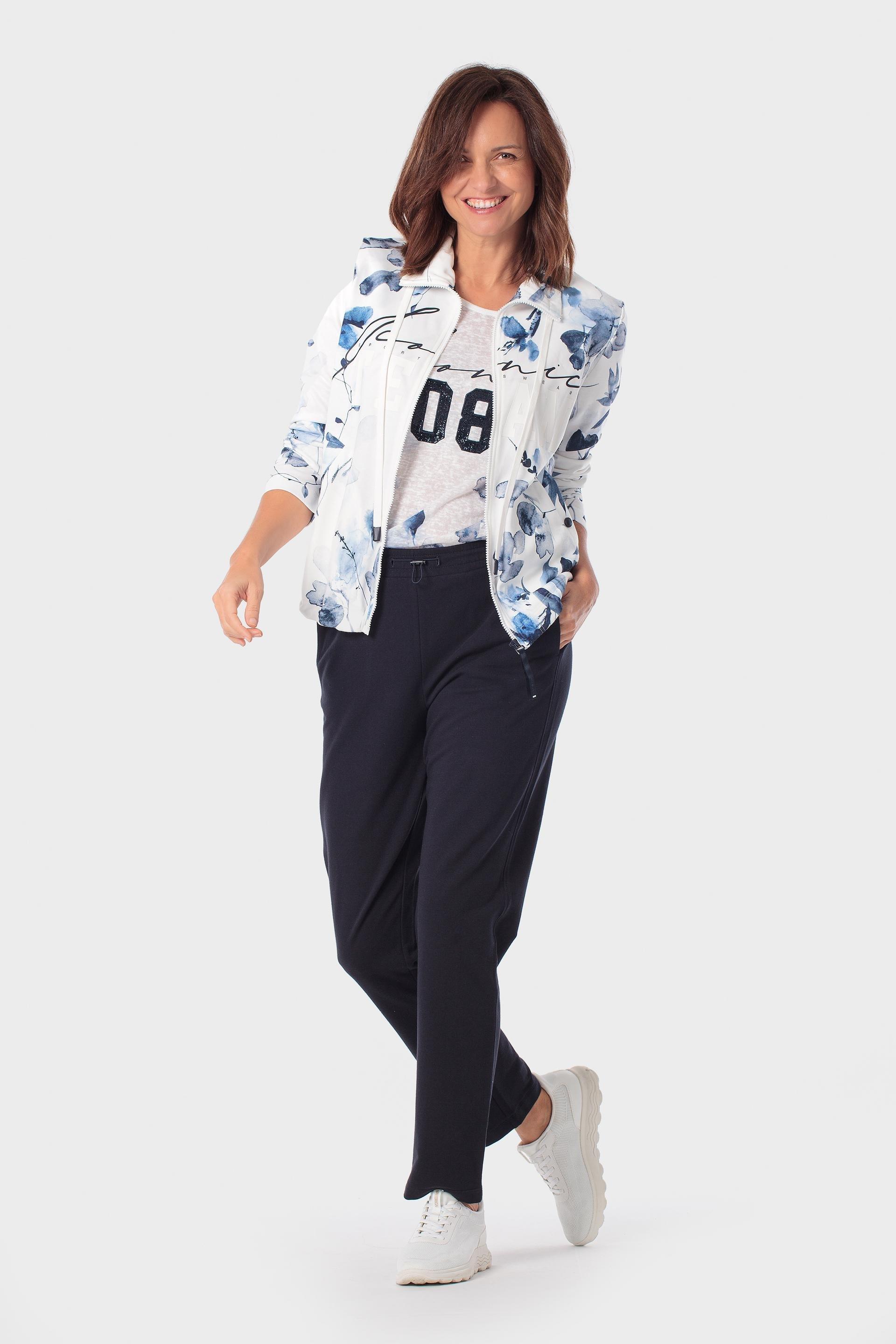 White Printed Sports Jacket, Blue Indigo, large image number 1