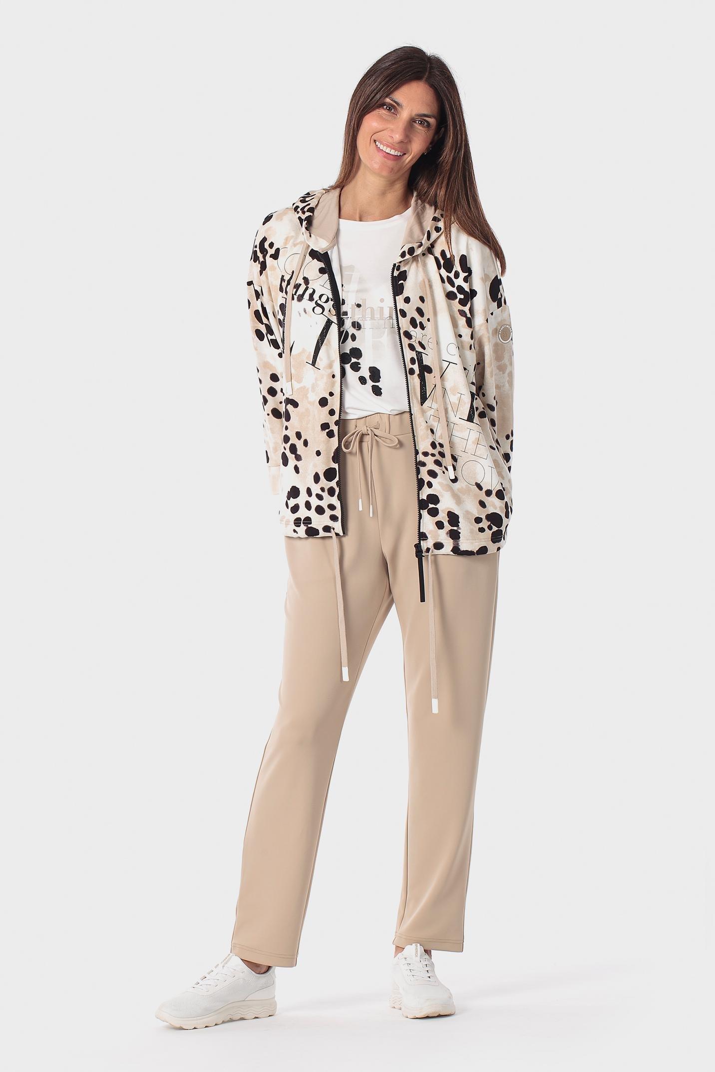 Animal Print Zip-Through Jacket, Beige Sand, medium