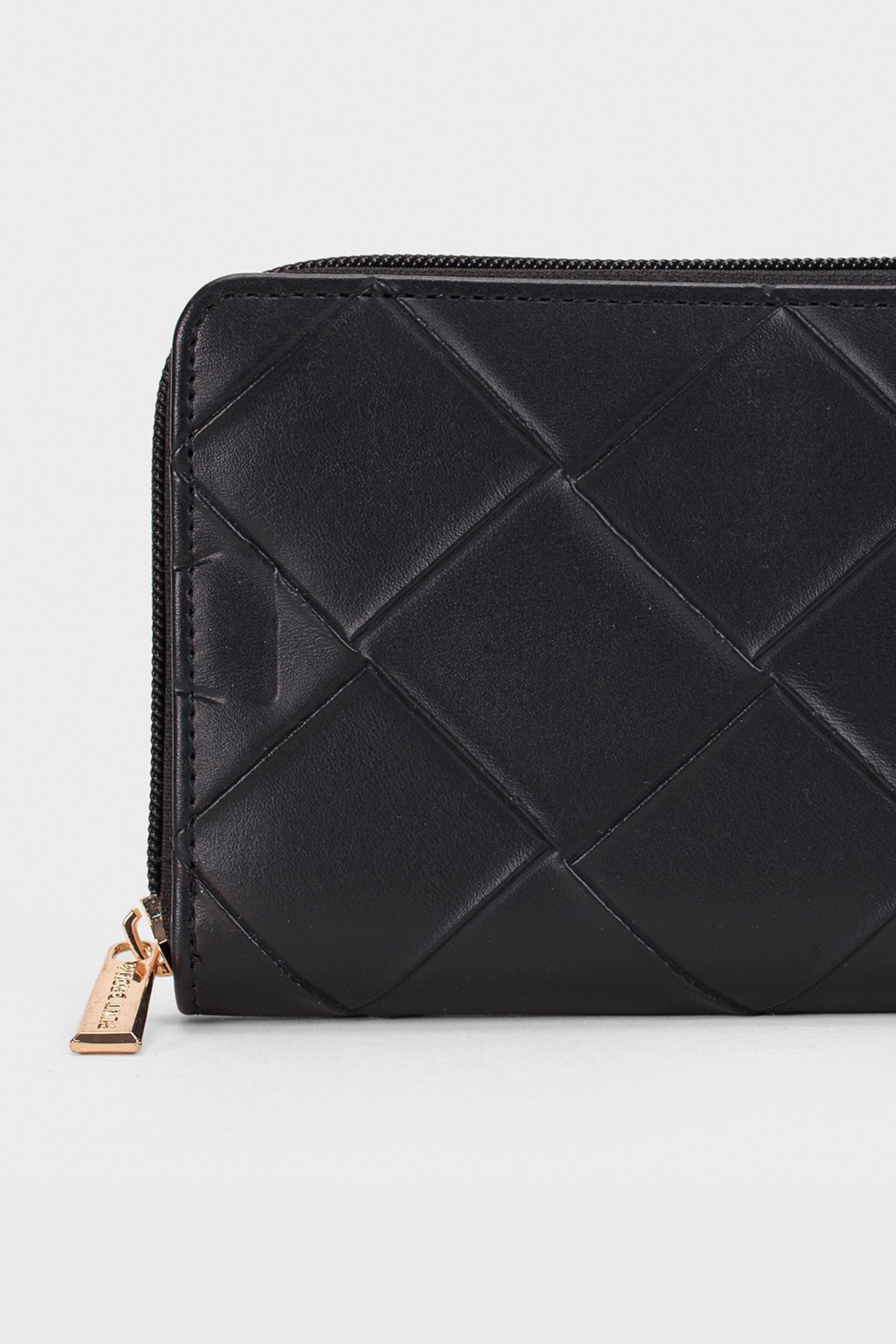 Black Quilted Wallet, Black, medium