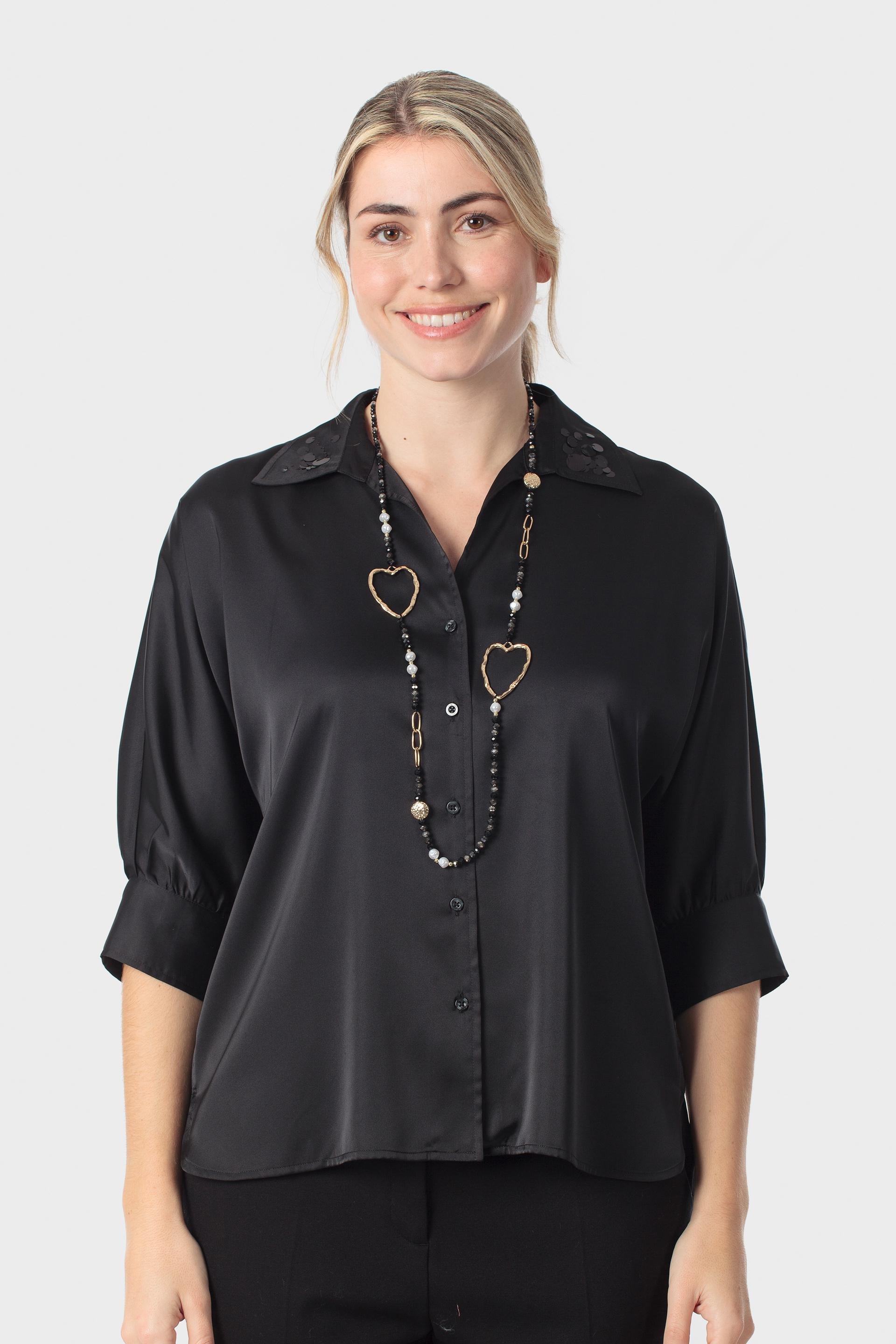 Black Long Necklace, Black, large image number 0