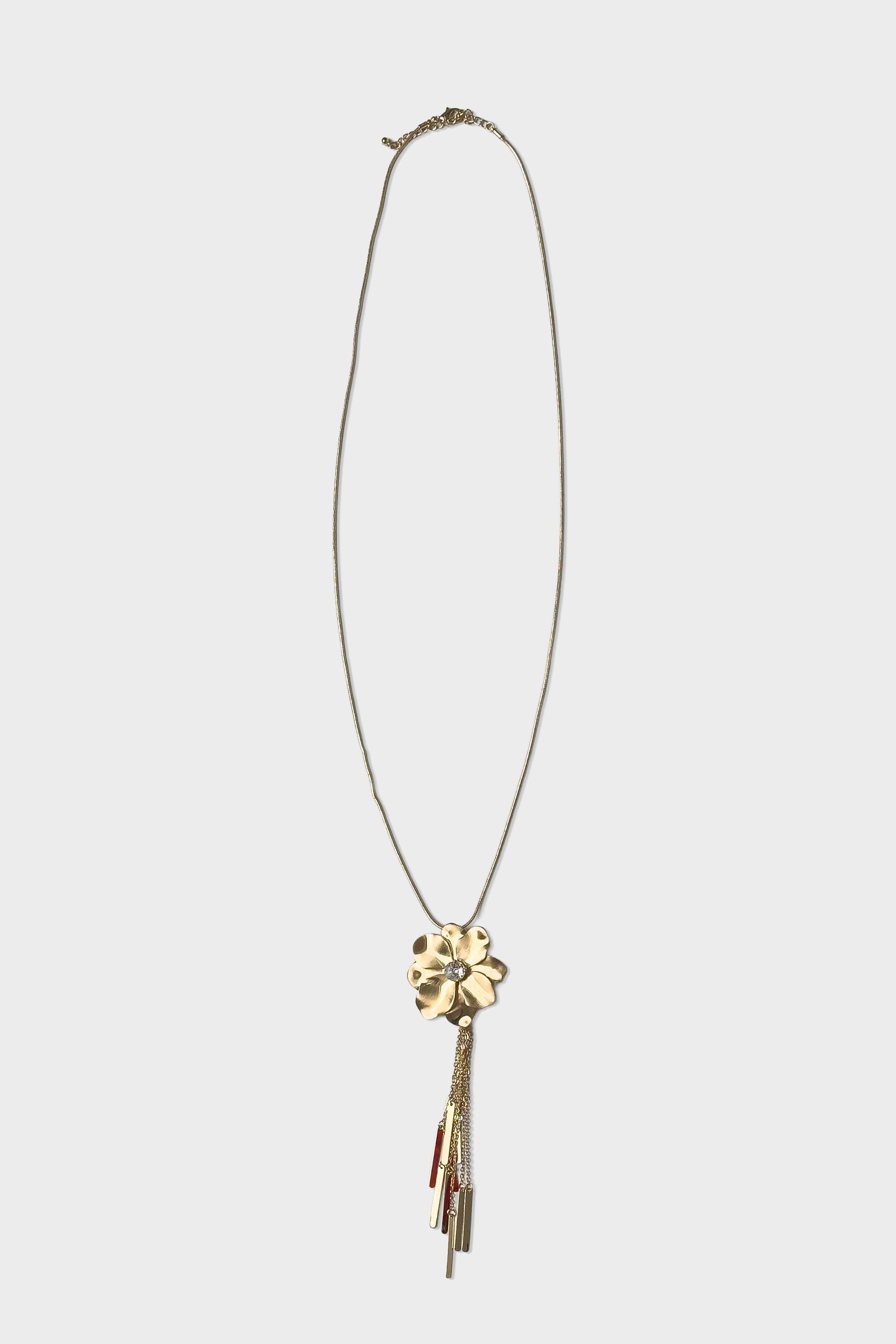 Gold Long Necklace, Metal Golden, medium