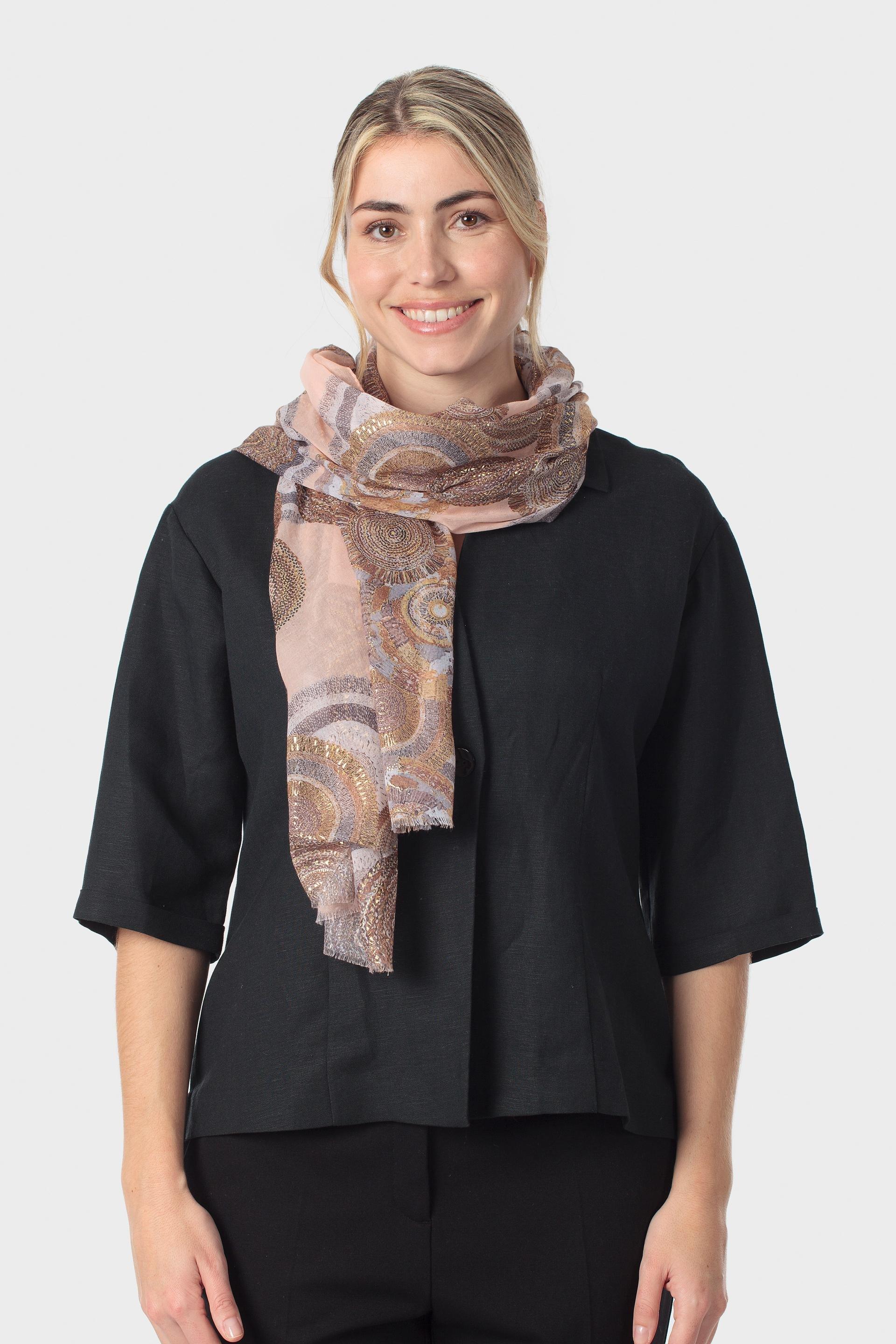 Multicolour Printed Scarf, Pink Nude, medium