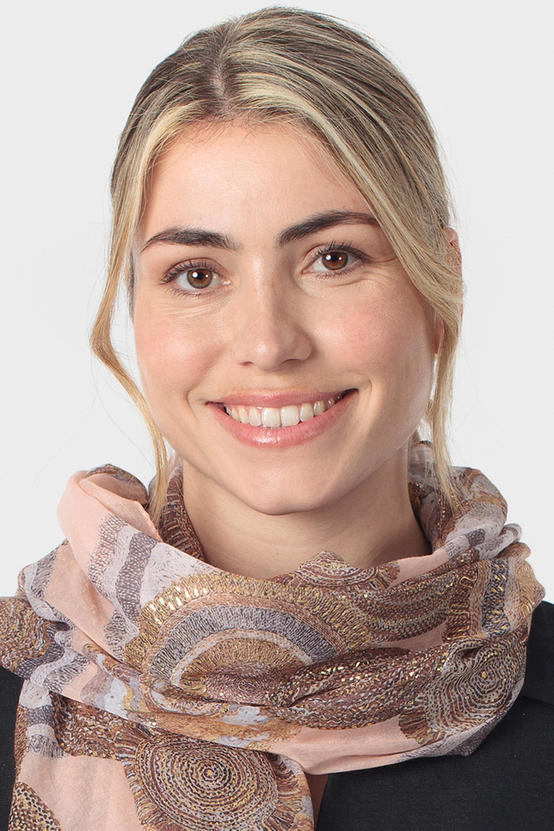 Multicolour Printed Scarf, Pink Nude, medium