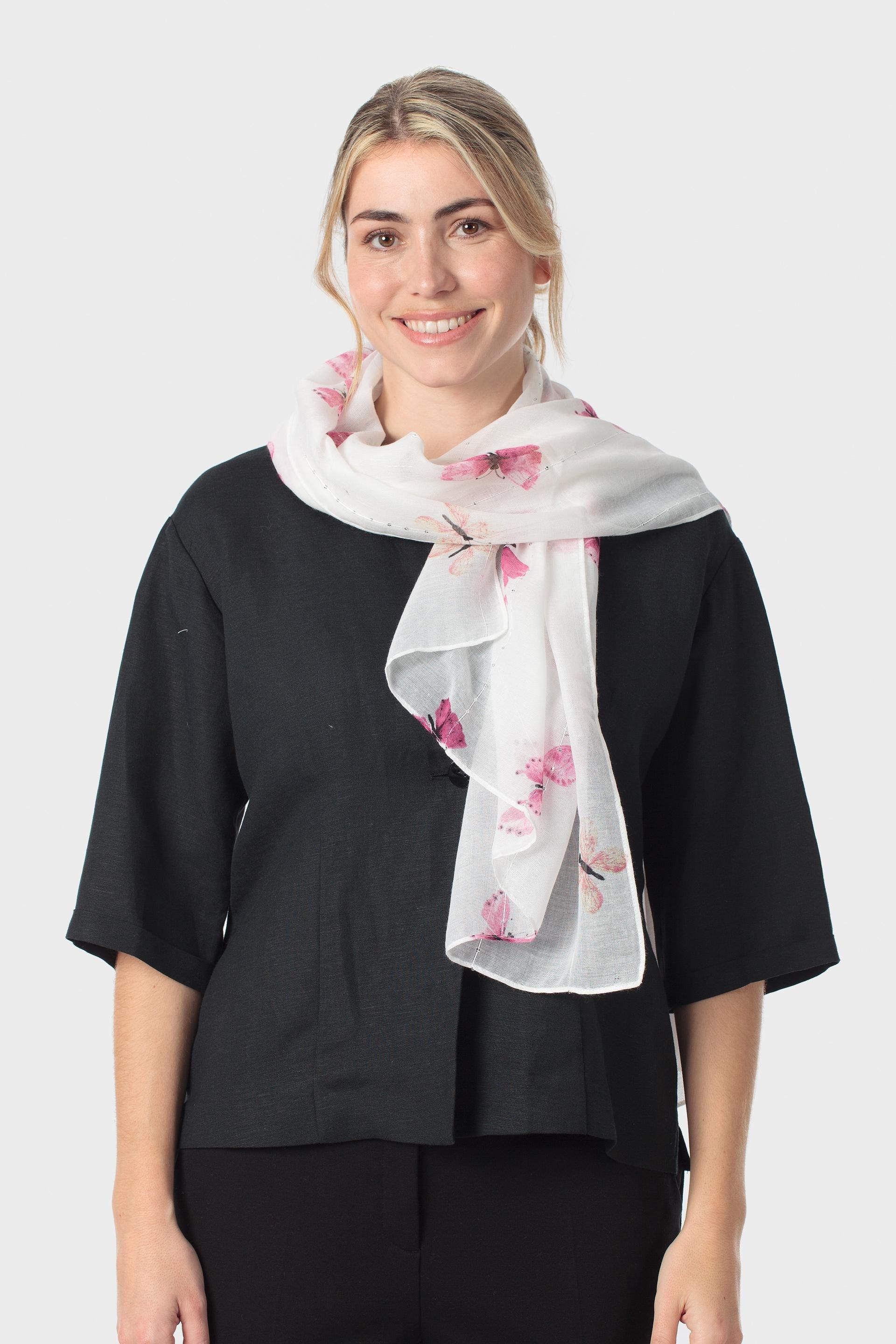White Scarf, White, medium