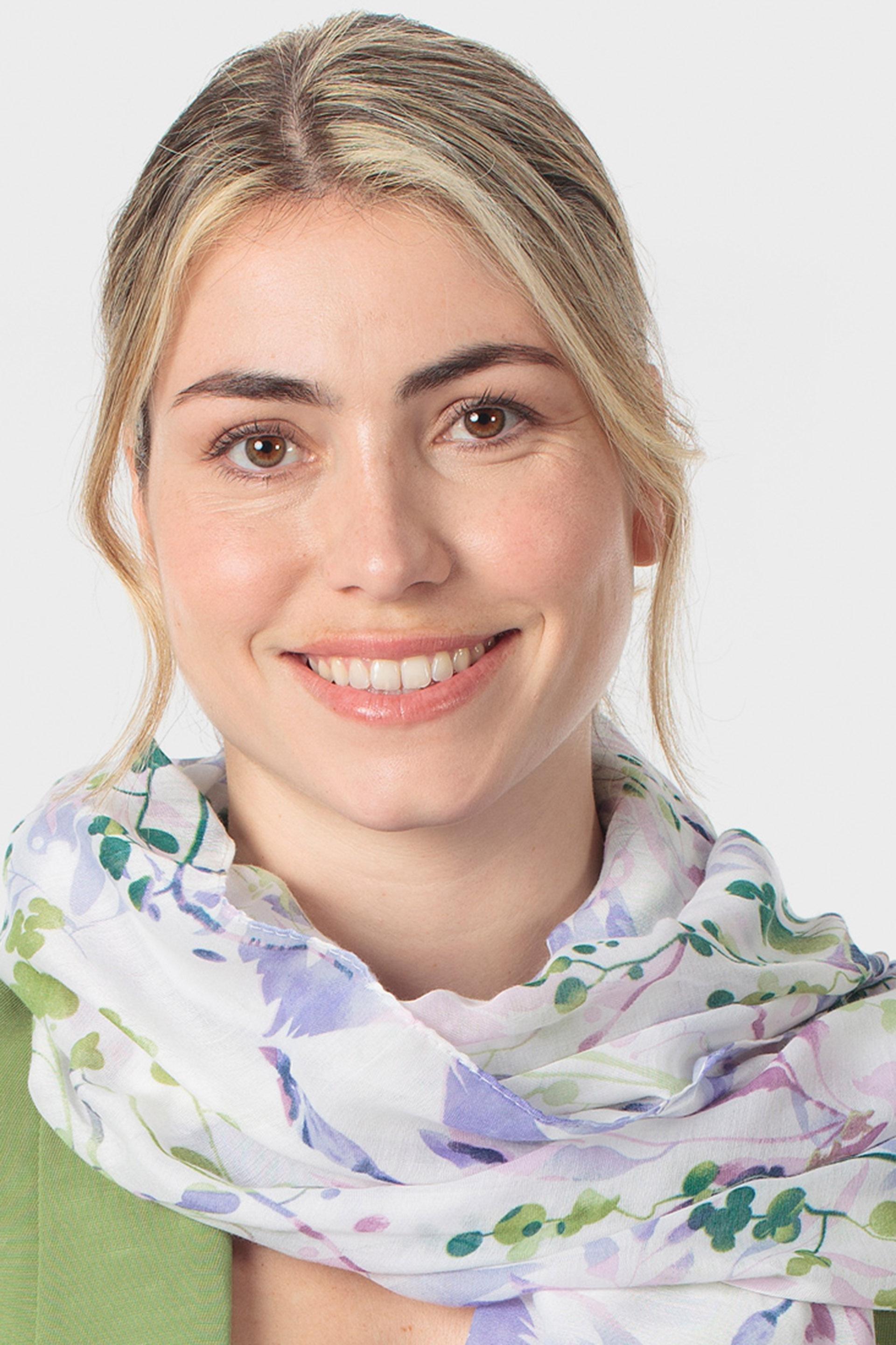 Multicolour Leaf Printed Pashmina, White, large image number 1