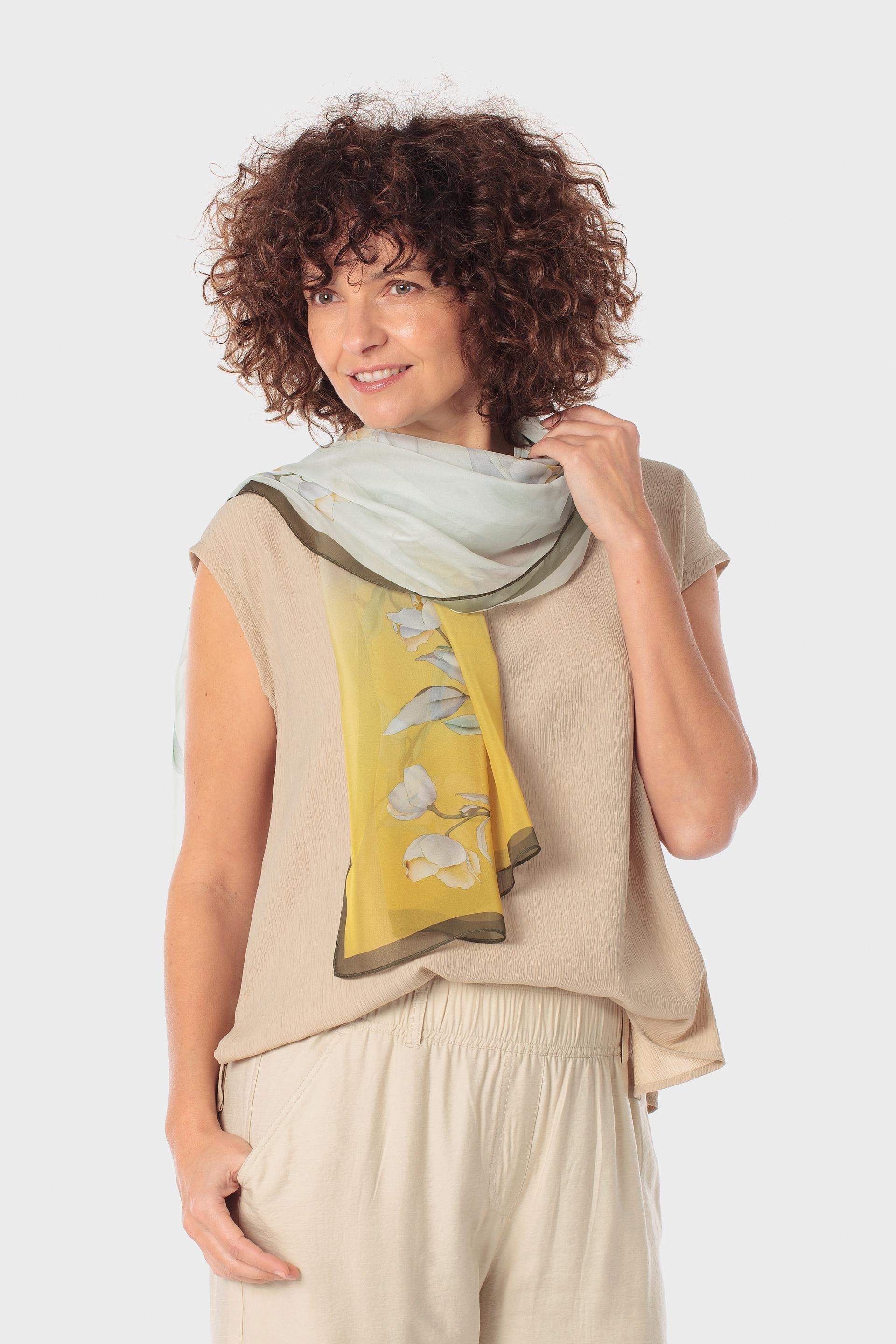 Yellow Printed Scarf, Yellow Dark, medium