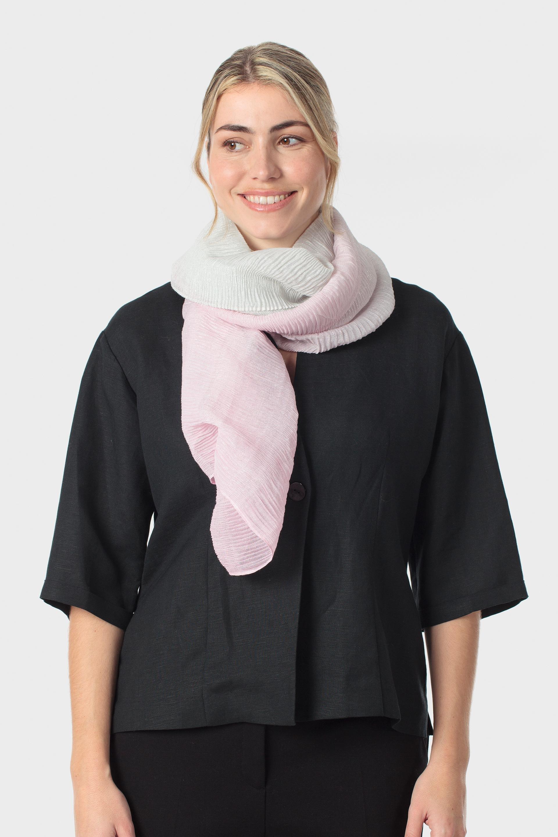 Multicolour Pleated Foulard, Pink, large image number 0