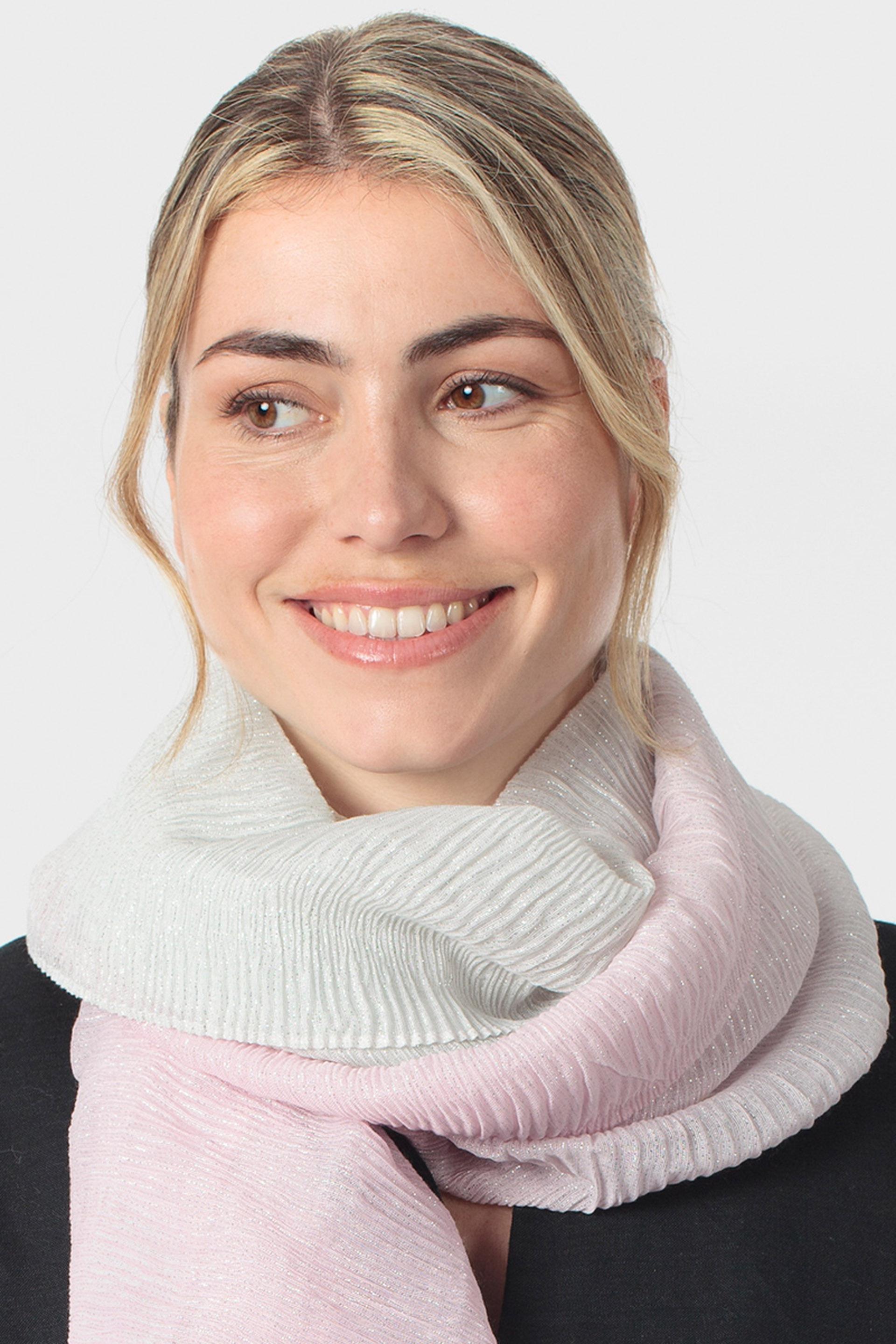 Multicolour Pleated Foulard, Pink, large image number 1