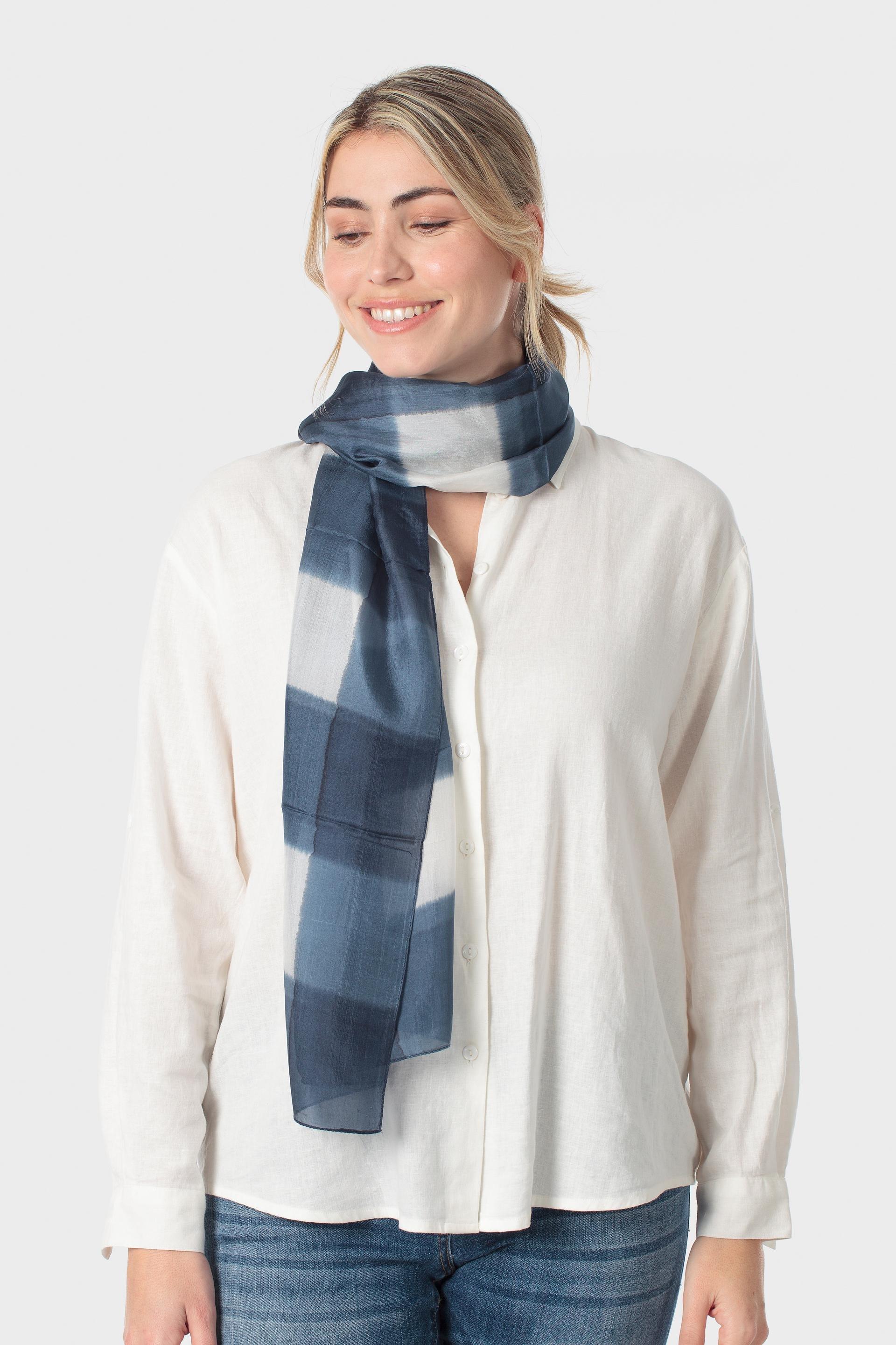 Blue Two Tone Foulard, Blue Navy, large image number 0