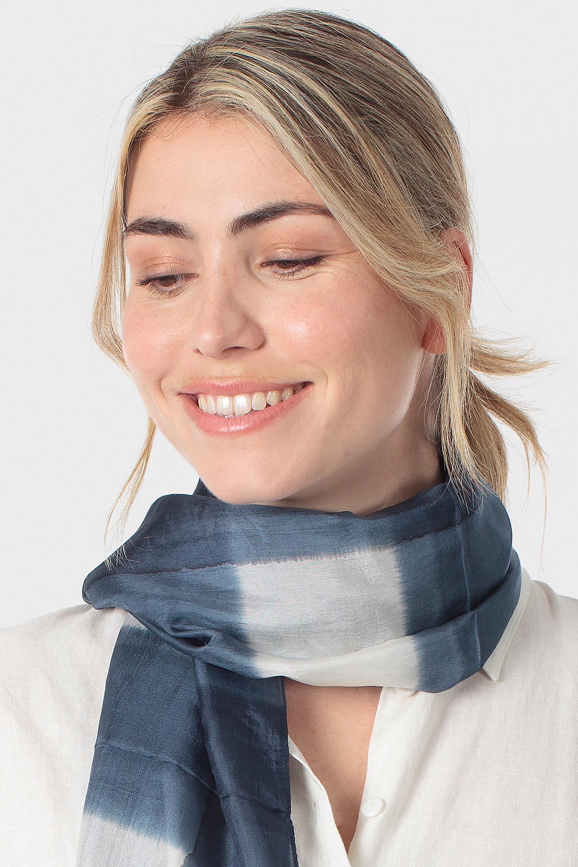 Blue Two Tone Foulard, Blue Navy, large image number 1
