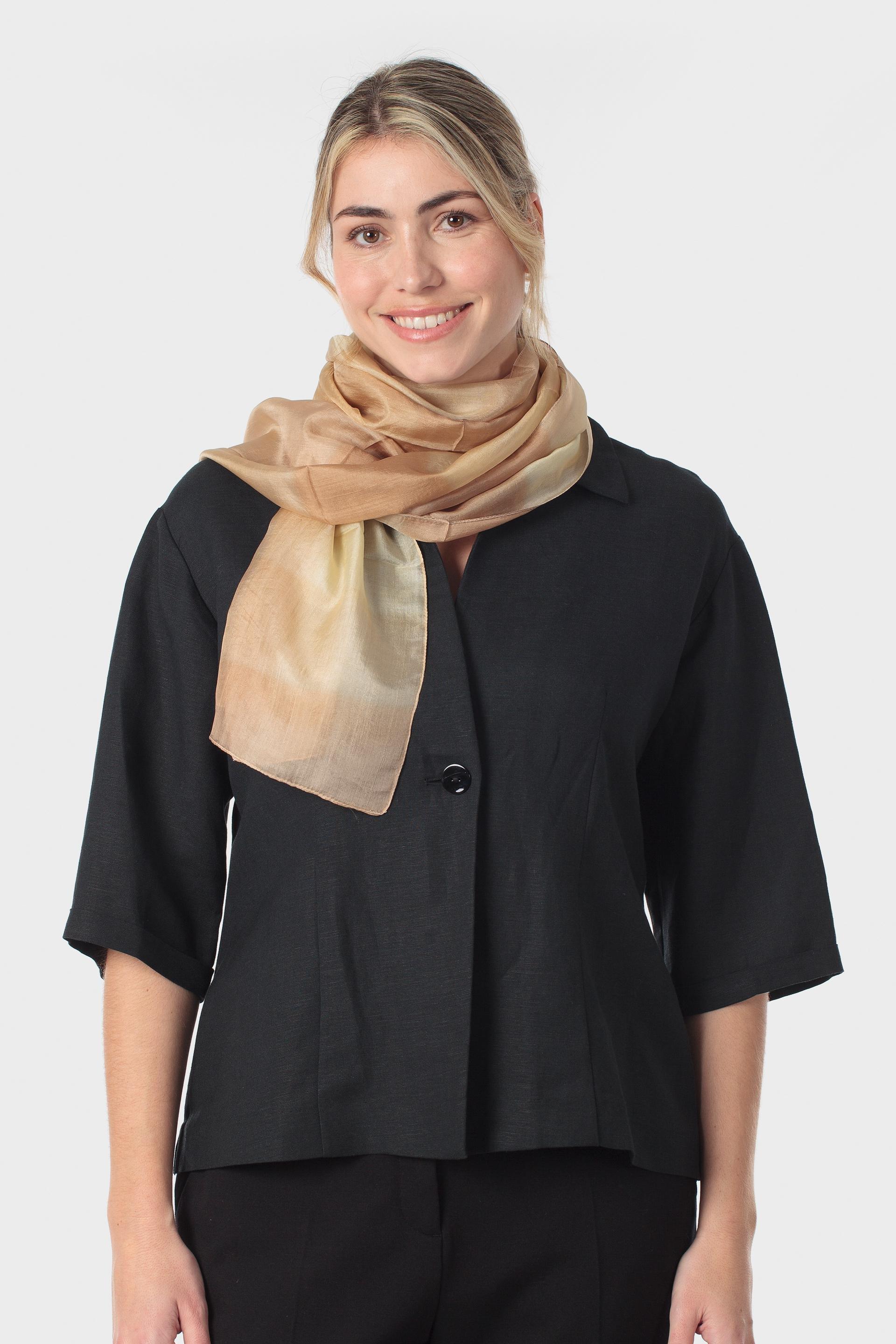 فولار حرير باللون البني, 3701_126, large image number 0