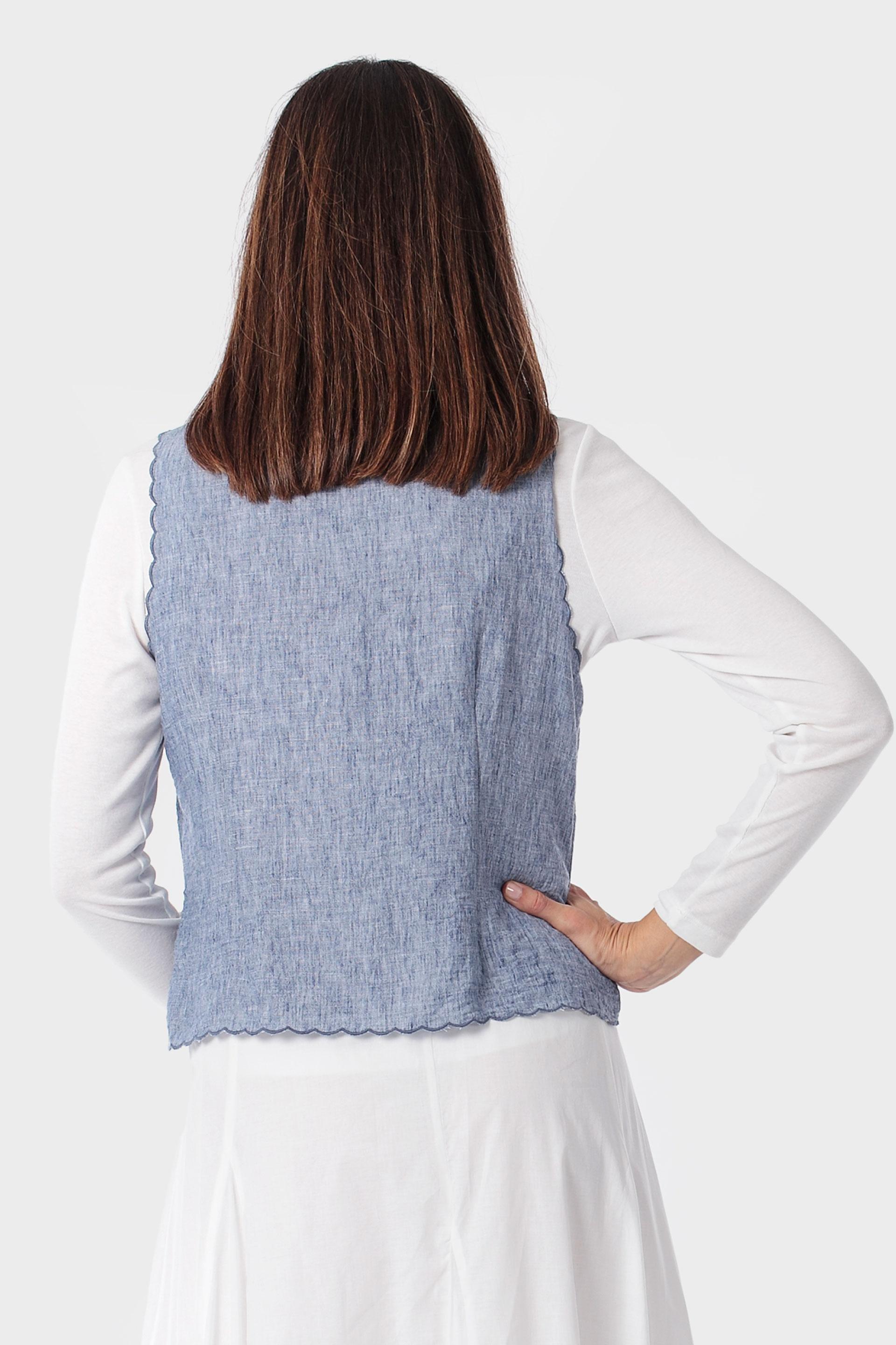 Embroidered Waistcoat, Blue Denim, large image number 2