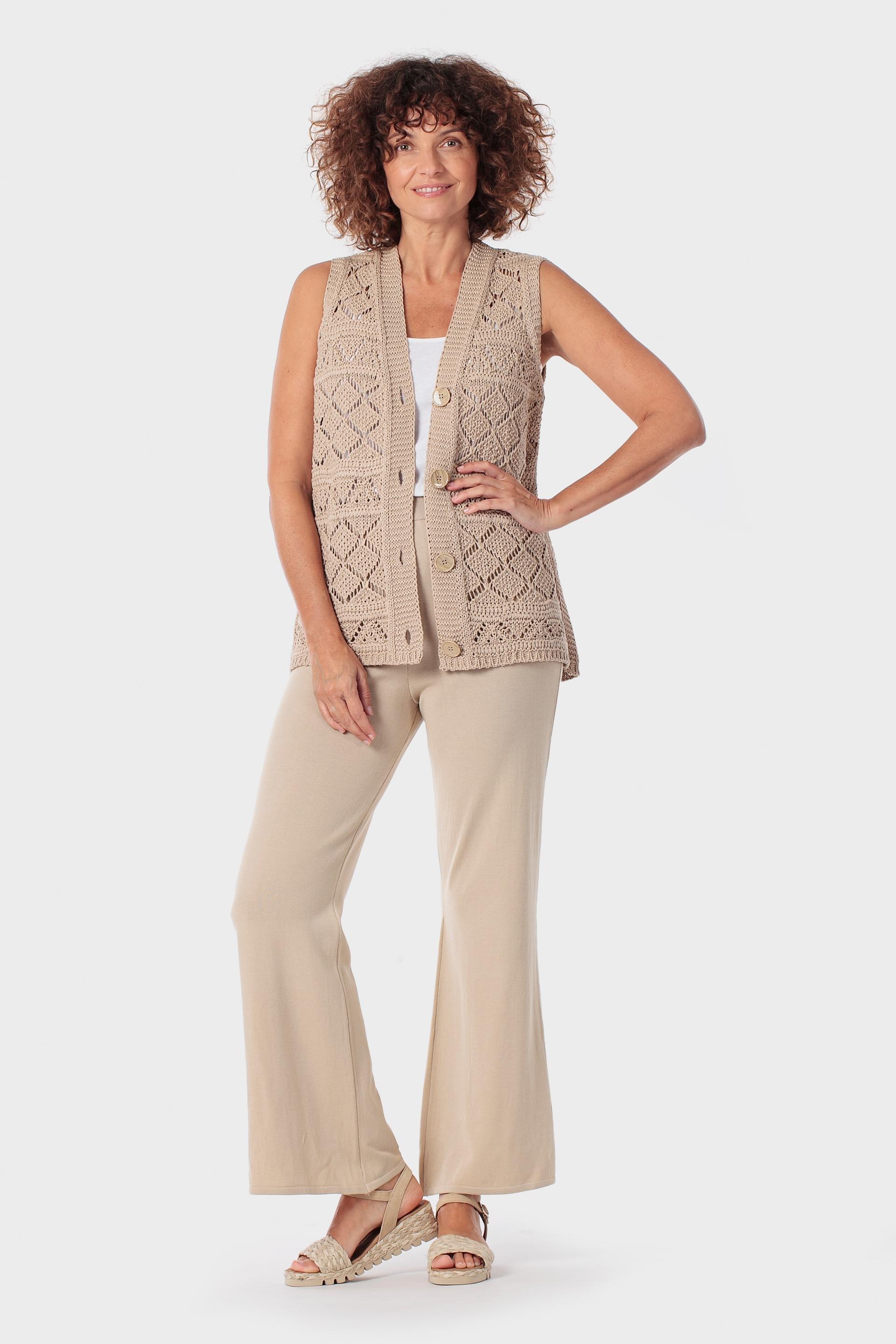 Beige Knitted Waistcoat, 3701_144, large image number 1