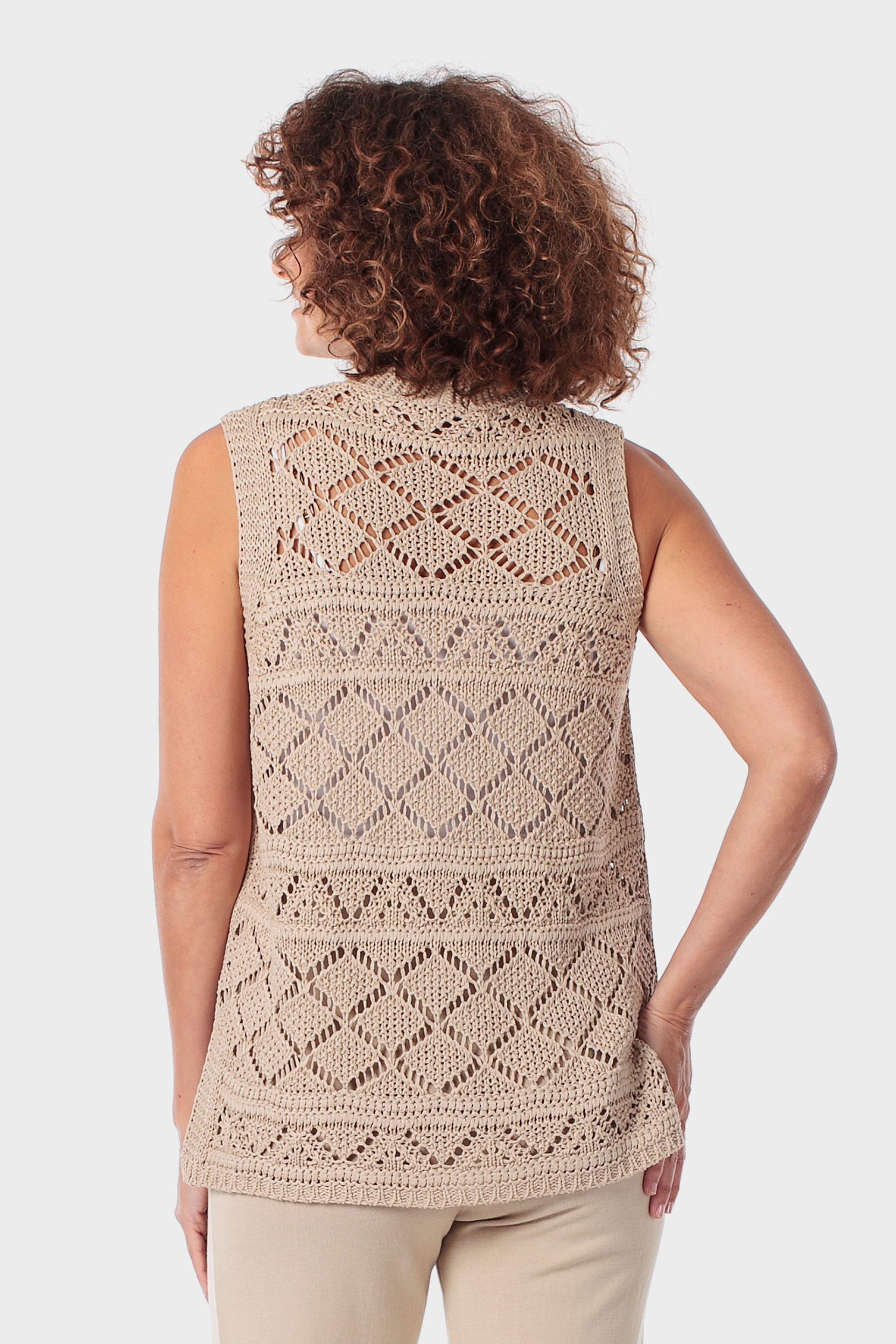 Beige Knitted Waistcoat, 3701_144, medium