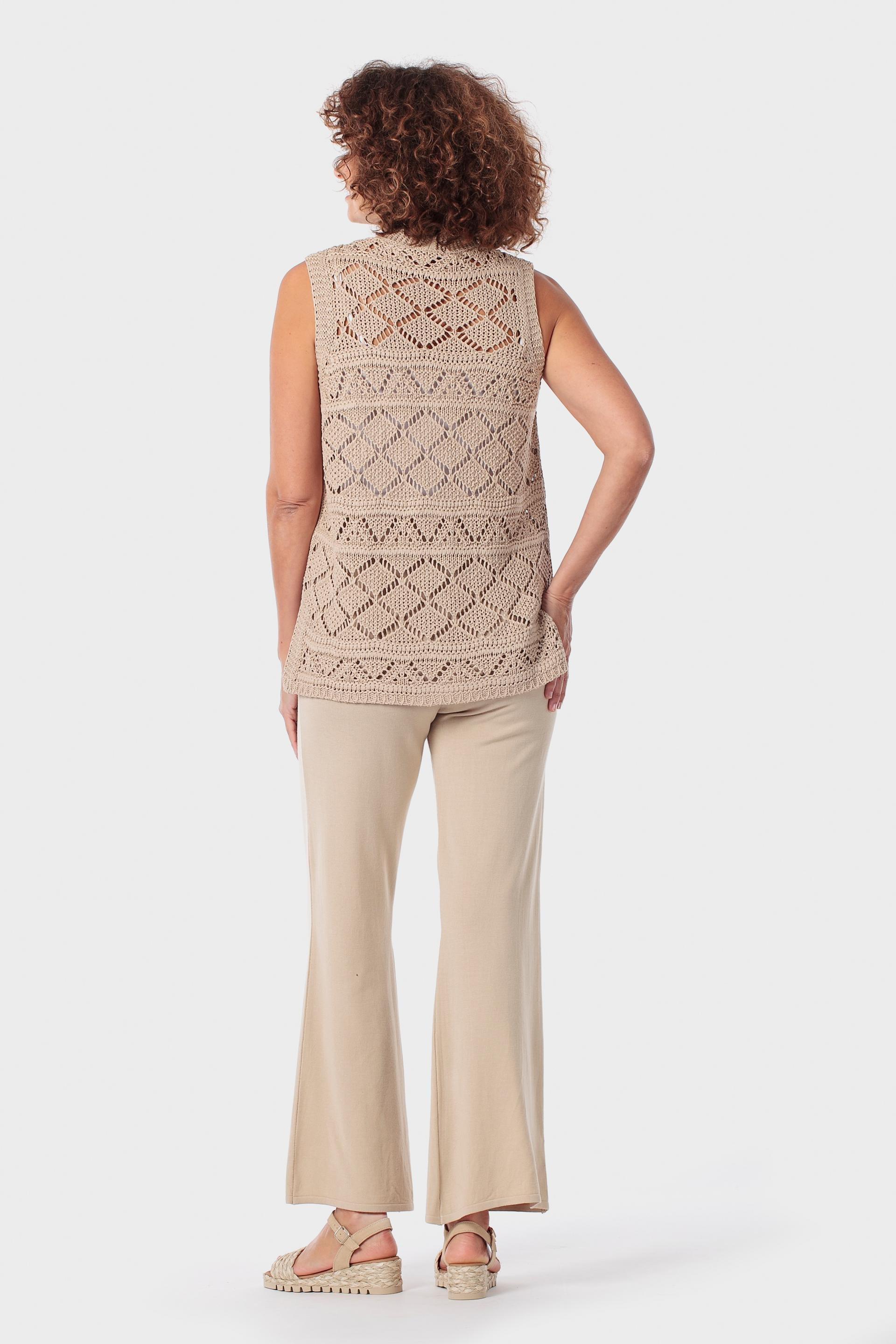 Beige Knitted Waistcoat, 3701_144, large image number 3