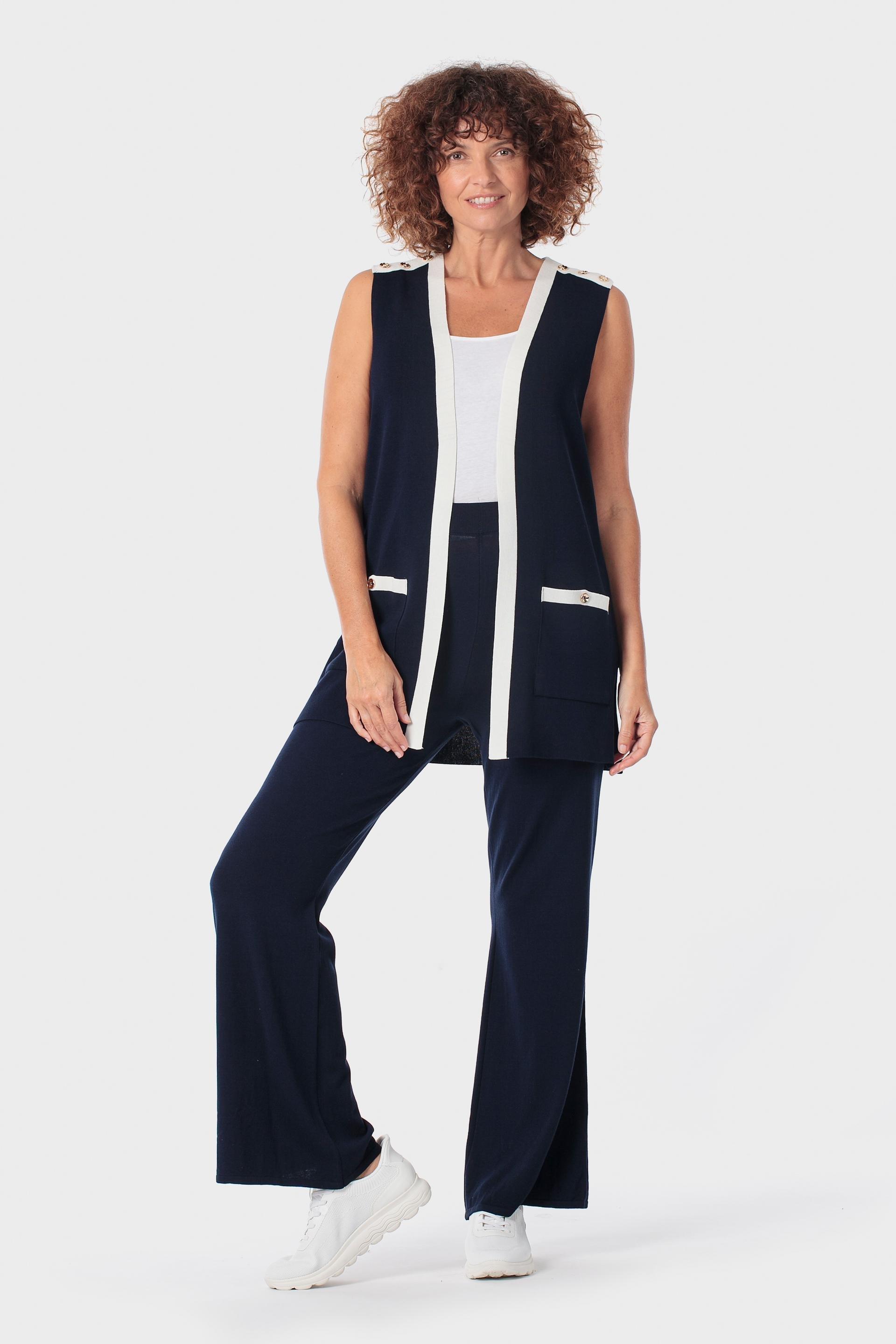 Black Two-Tone Waistcoat, Blue Navy, large image number 1